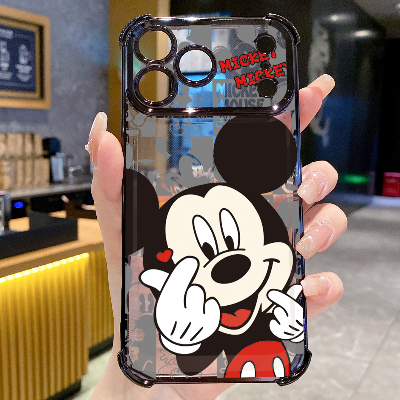 for iPhone 17 Pro Max 16 15 14 Plus Plating Phone Case Shockproof Cover Sweet Couple Mickey Minnie