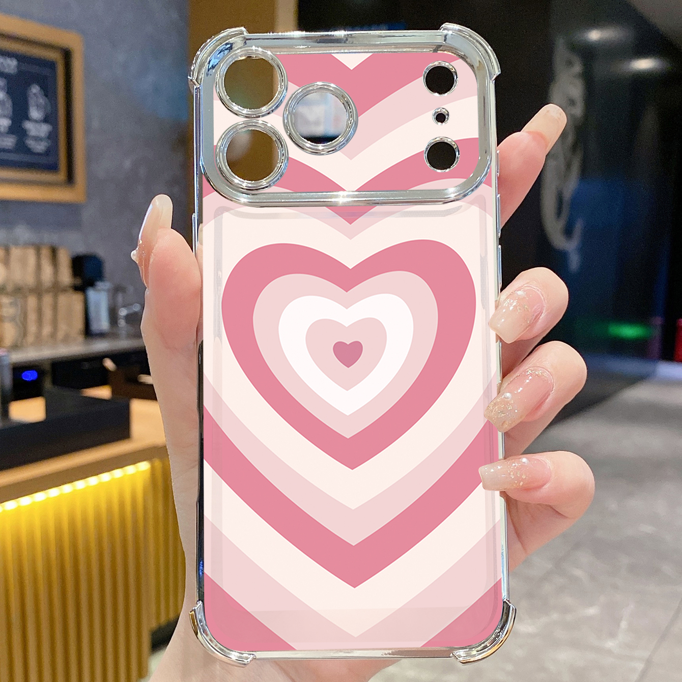 for iPhone 17 Pro Max 16 15 14 Plus Plating Phone Case Shockproof Cover Couple Heart