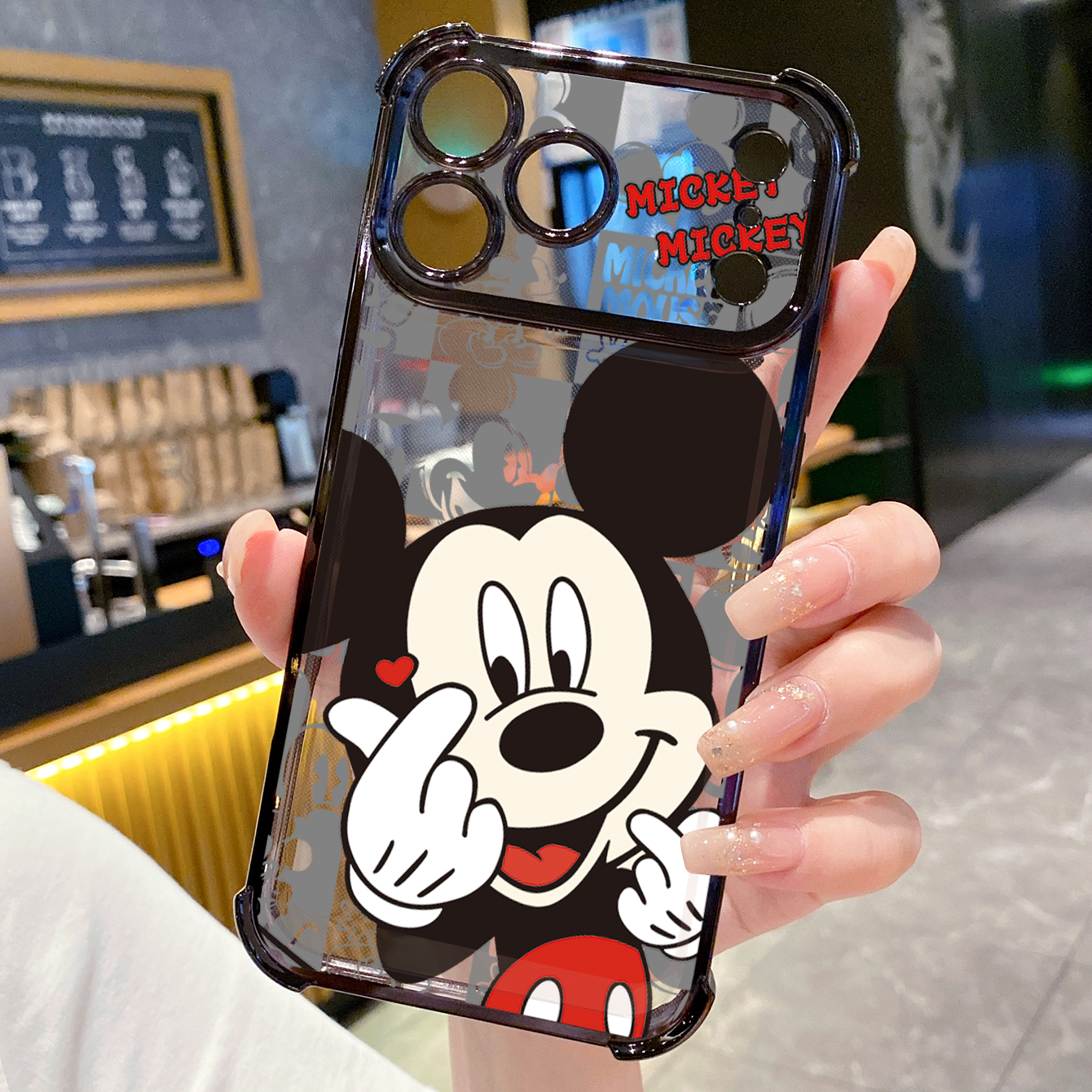 for iPhone 17 Pro Max 16 15 14 Plus Plating Phone Case Shockproof Cover Sweet Couple Mickey Minnie