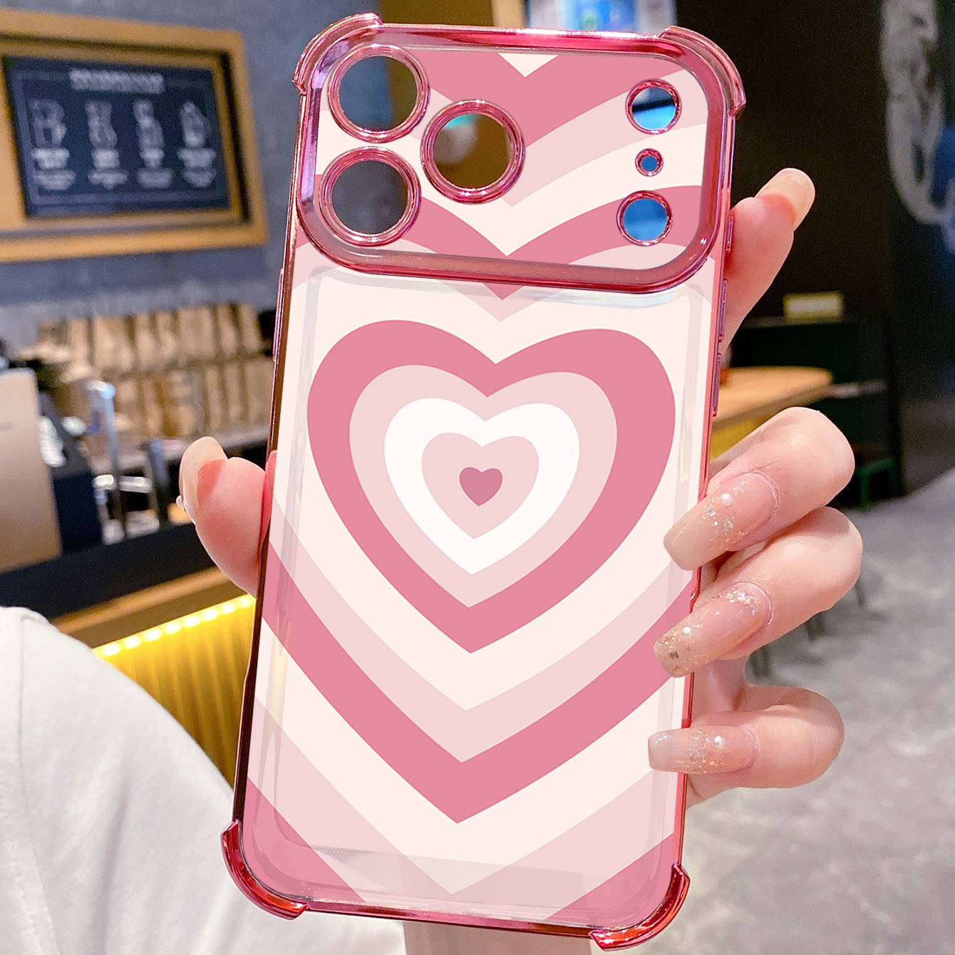 for iPhone 17 Pro Max 16 15 14 Plus Plating Phone Case Shockproof Cover Couple Heart