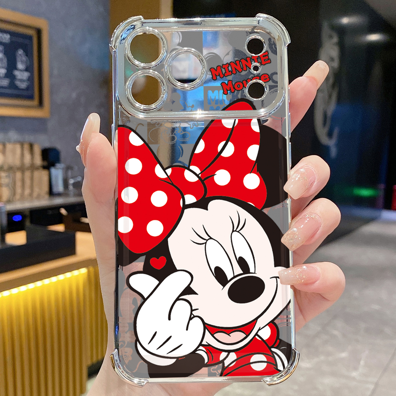 for iPhone 17 Pro Max 16 15 14 Plus Plating Phone Case Shockproof Cover Sweet Couple Mickey Minnie