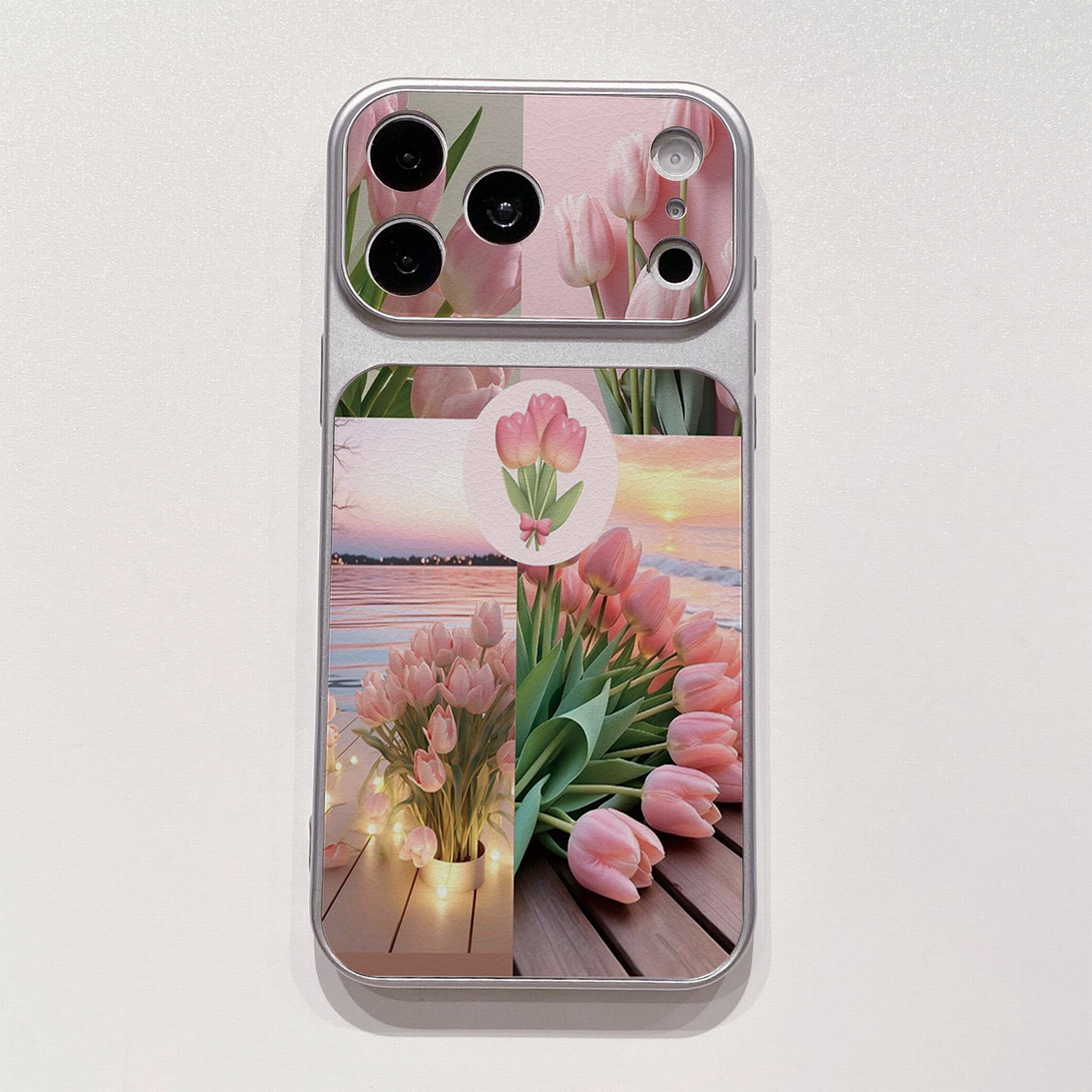 for iPhone 18 17 Pro Max 16 15 14 Plus Phone Case PU Leather Shockproof Cover Sunflower tulip