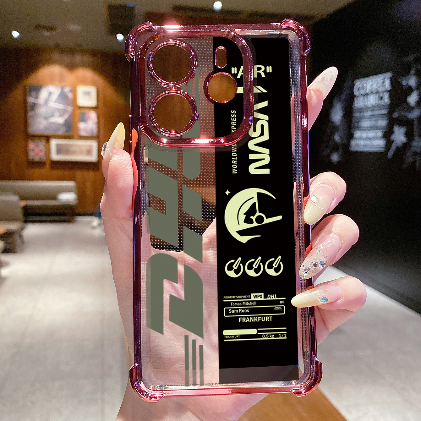 for Redmi Note 14 Pro 14C 13C POCO X7 Plating Phone Case Shockproof Cover NASA DHL Barcode Label