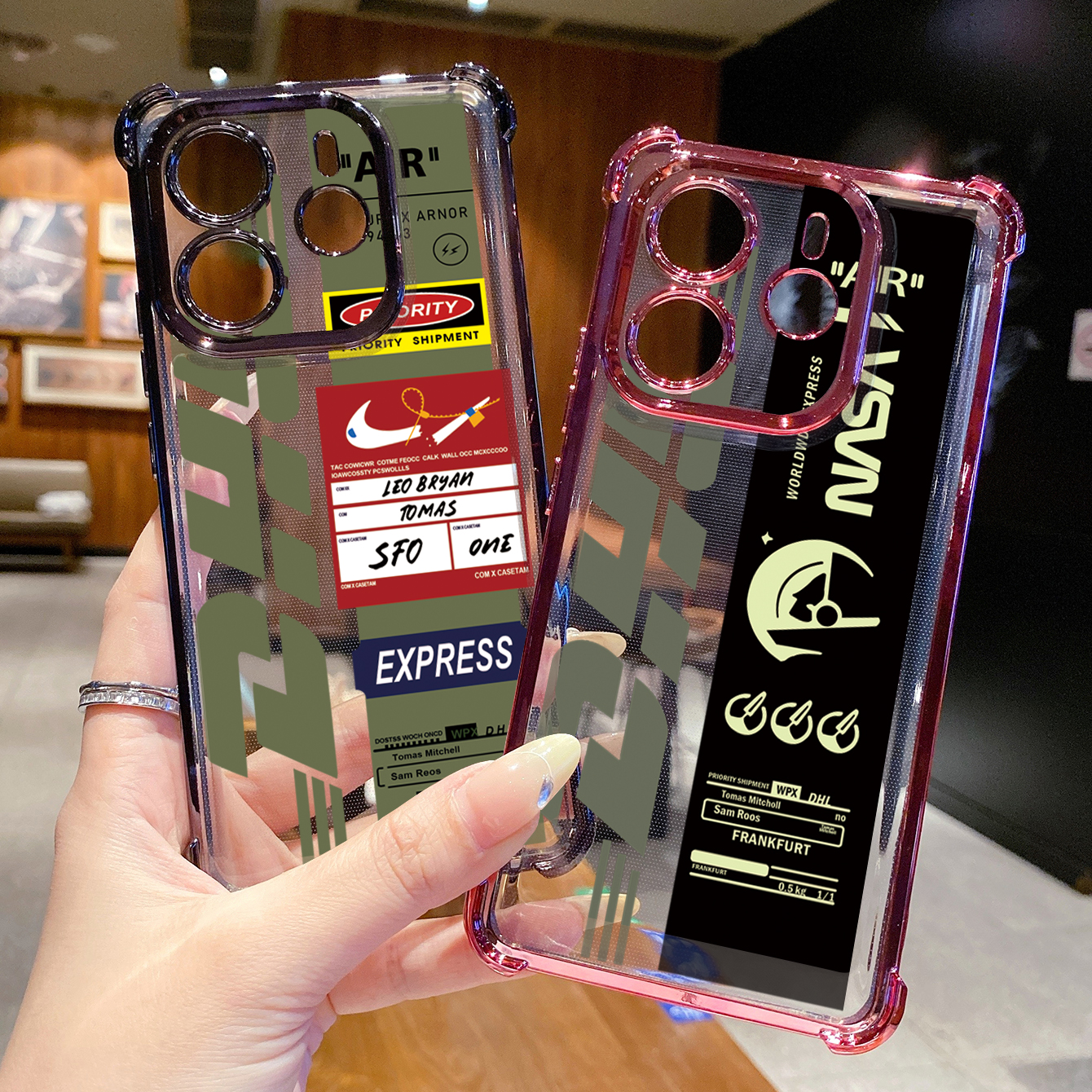 for Redmi Note 14 Pro 14C 13C POCO X7 Plating Phone Case Shockproof Cover NASA DHL Barcode Label