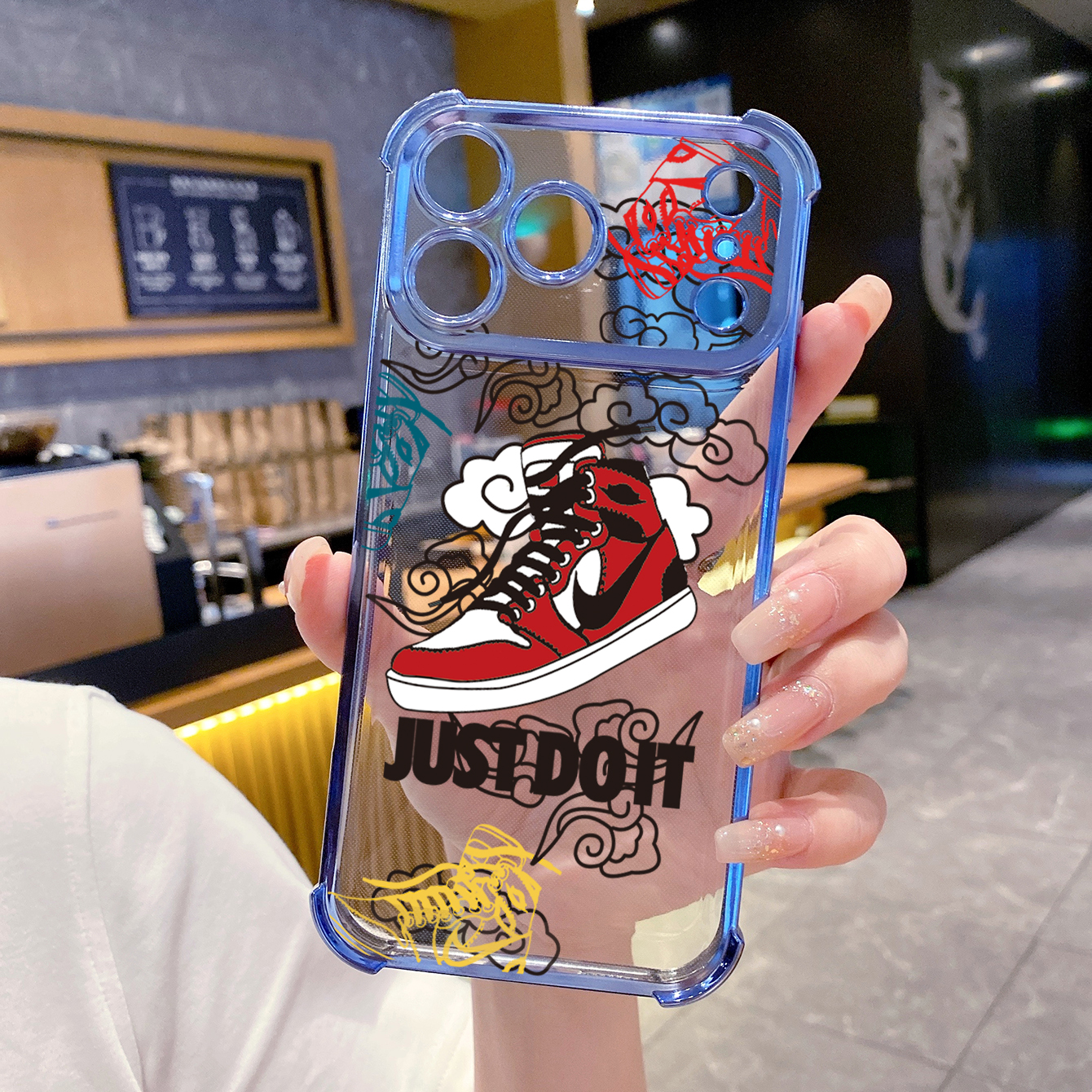 for iPhone 17 Pro Max 16 15 14 Plus Plating Phone Case Shockproof Cover Just Do it