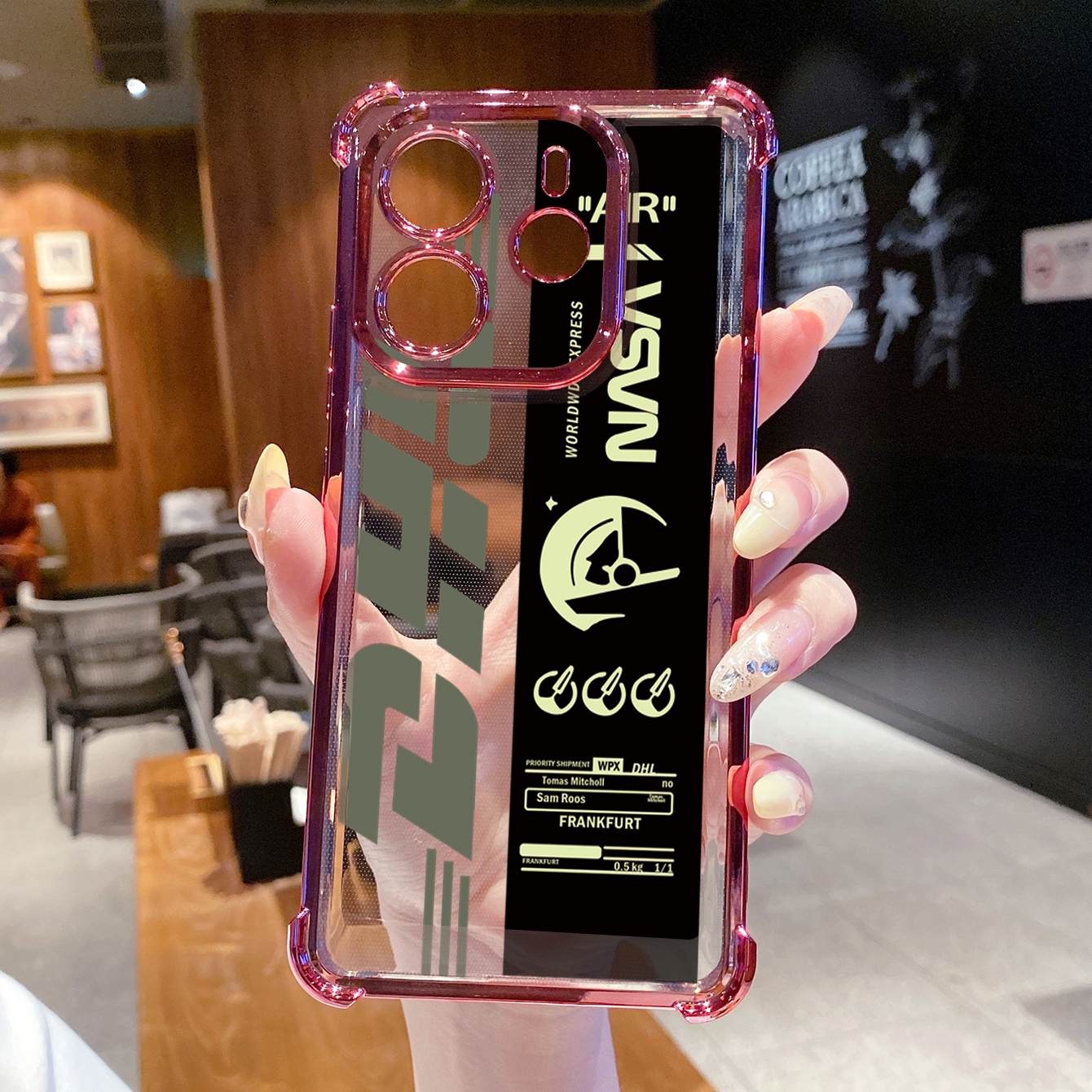 for Redmi Note 14 Pro 14C 13C POCO X7 Plating Phone Case Shockproof Cover NASA DHL Barcode Label