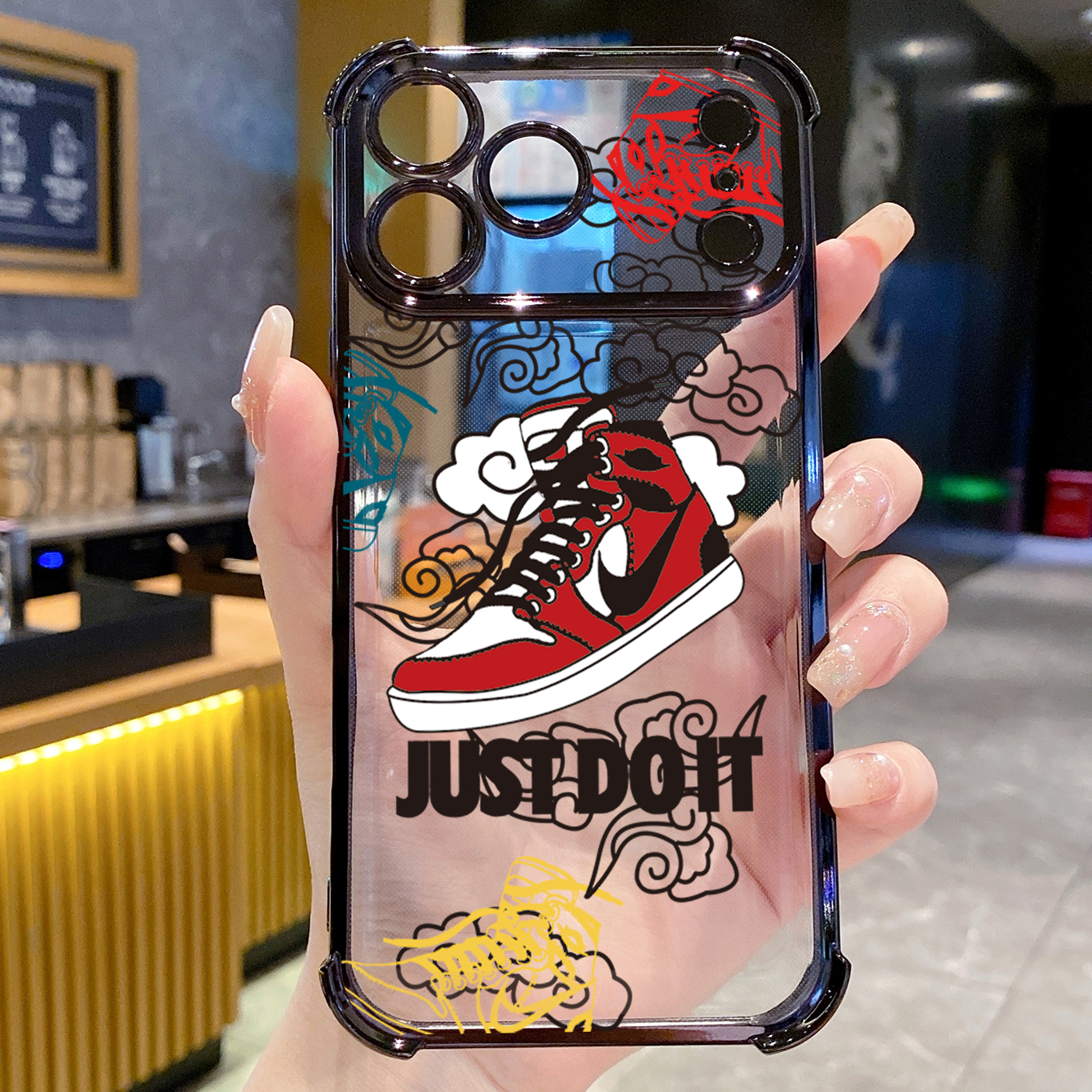 for iPhone 17 Pro Max 16 15 14 Plus Plating Phone Case Shockproof Cover Just Do it