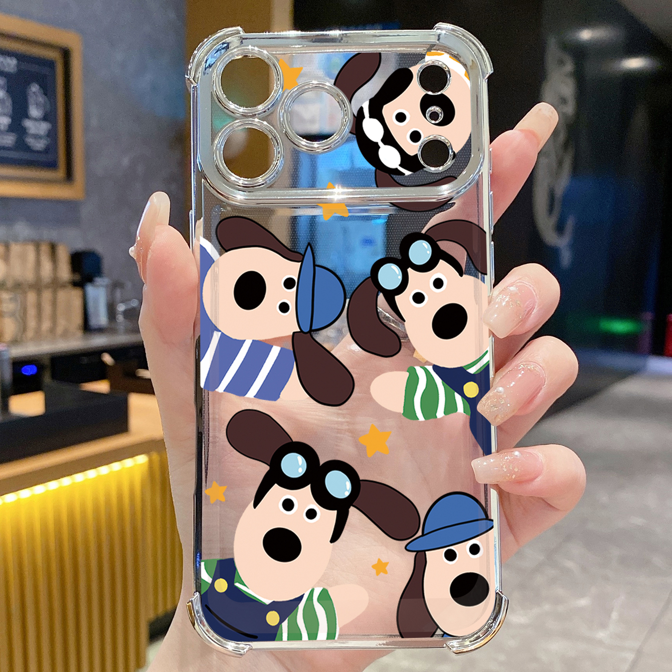 for iPhone 17 Pro Max 16 15 14 Plus Plating Phone Case Shockproof Cover Happy Dog