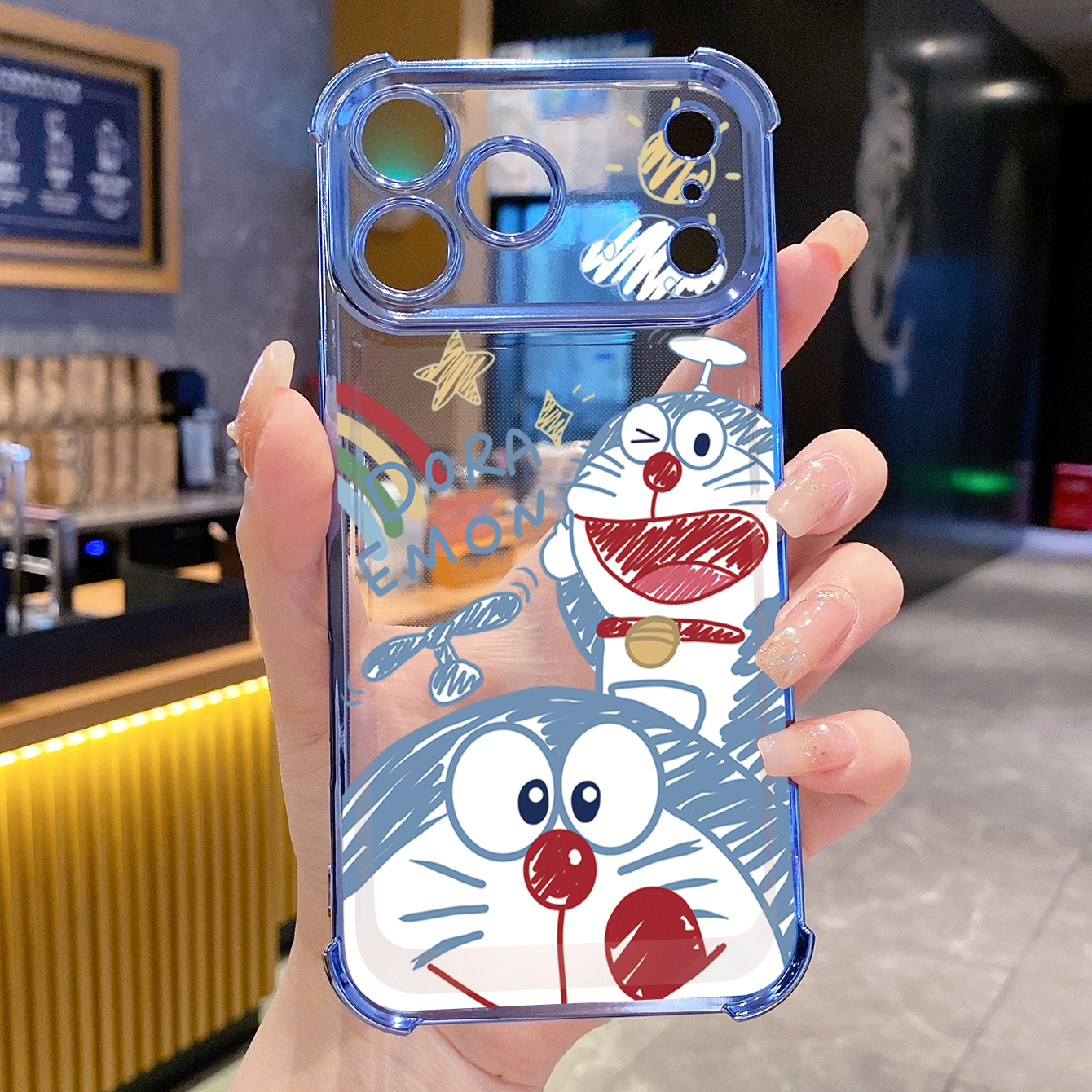 for iPhone 17 Pro Max 16 15 14 Plus Plating Phone Case Shockproof Cover Doraemon