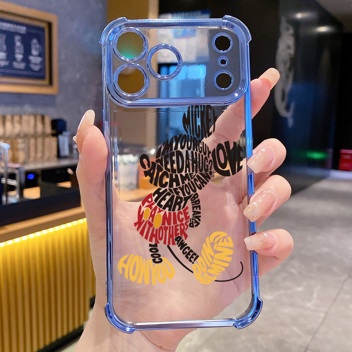 for iPhone 17 Pro Max 16 15 14 Plus Plating Phone Case Shockproof Cover Drawing Mickey Minnie
