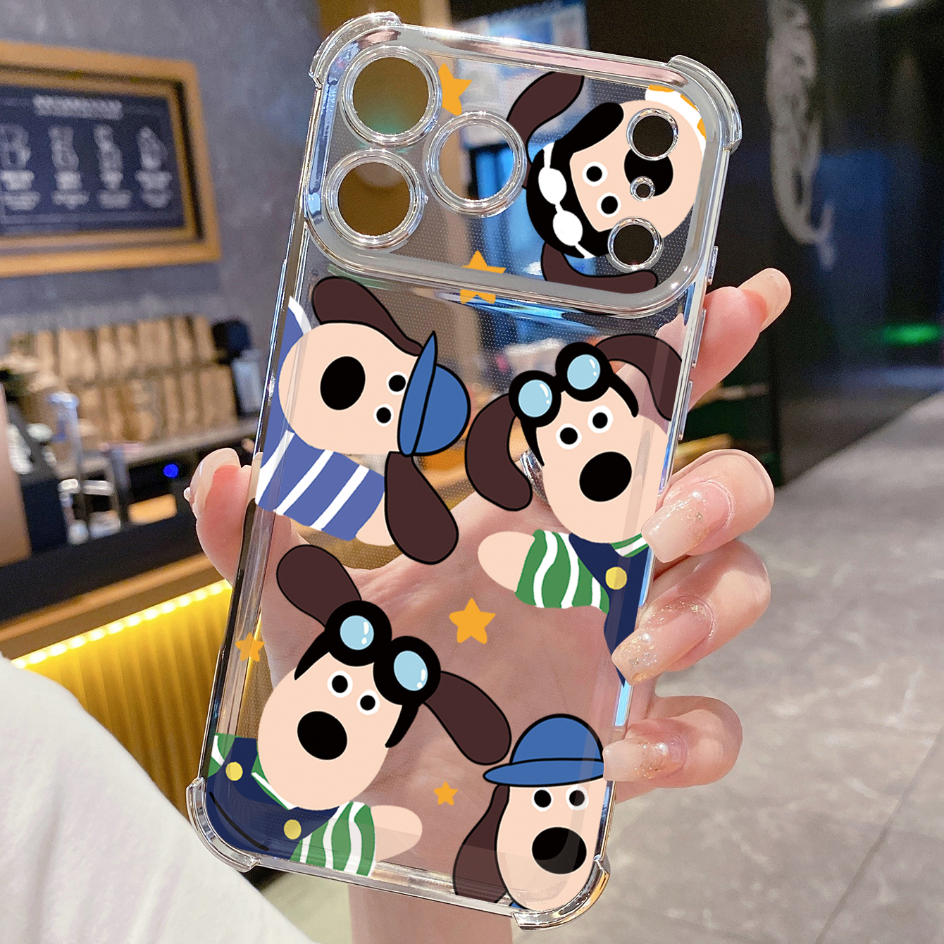 for iPhone 17 Pro Max 16 15 14 Plus Plating Phone Case Shockproof Cover Happy Dog