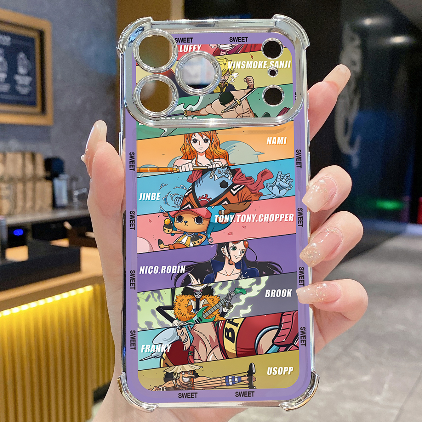 for iPhone 17 Pro Max 16 15 14 Plus Plating Phone Case Shockproof Cover OnePice Luffy Cute