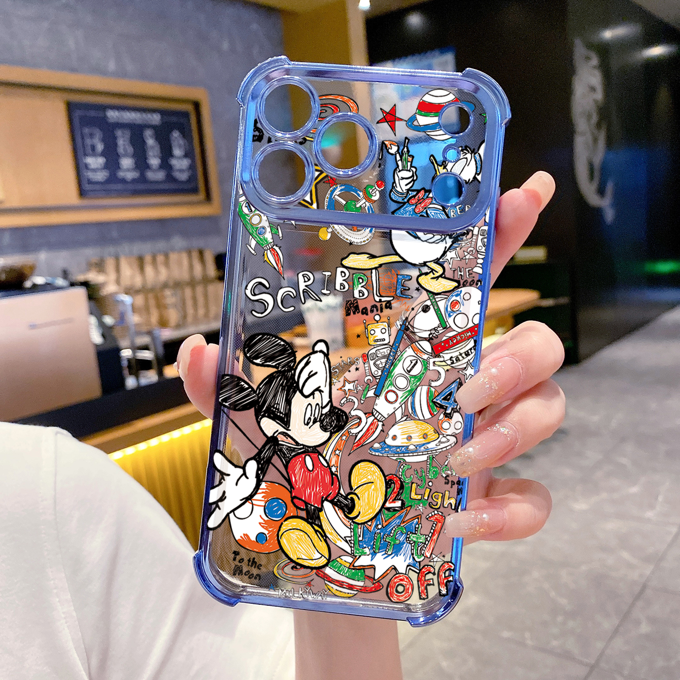 for iPhone 17 Pro Max 16 15 14 Plus Plating Phone Case Shockproof Cover Couple Kiss Drawing Painting Cute Mouse