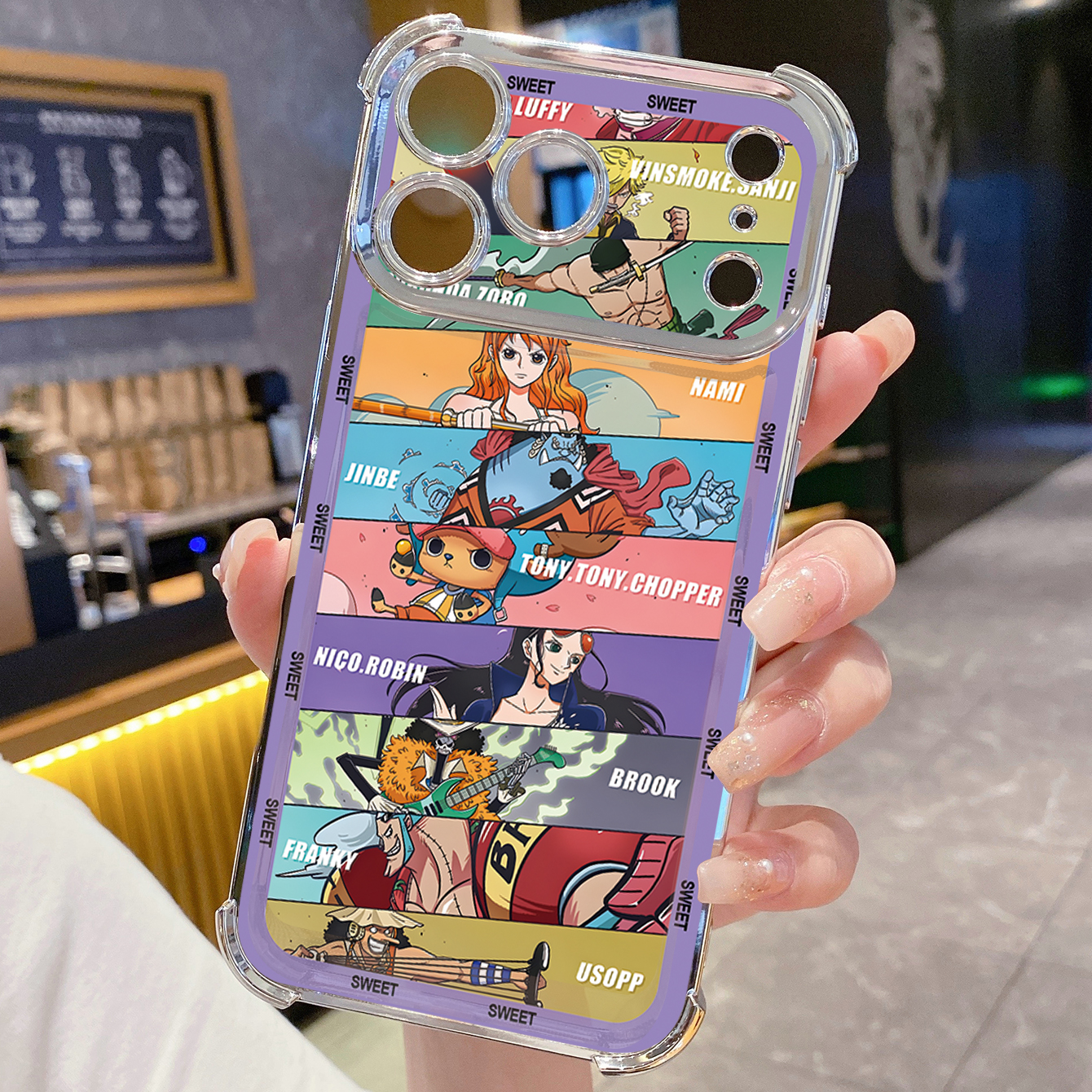 for iPhone 17 Pro Max 16 15 14 Plus Plating Phone Case Shockproof Cover OnePice Luffy Cute
