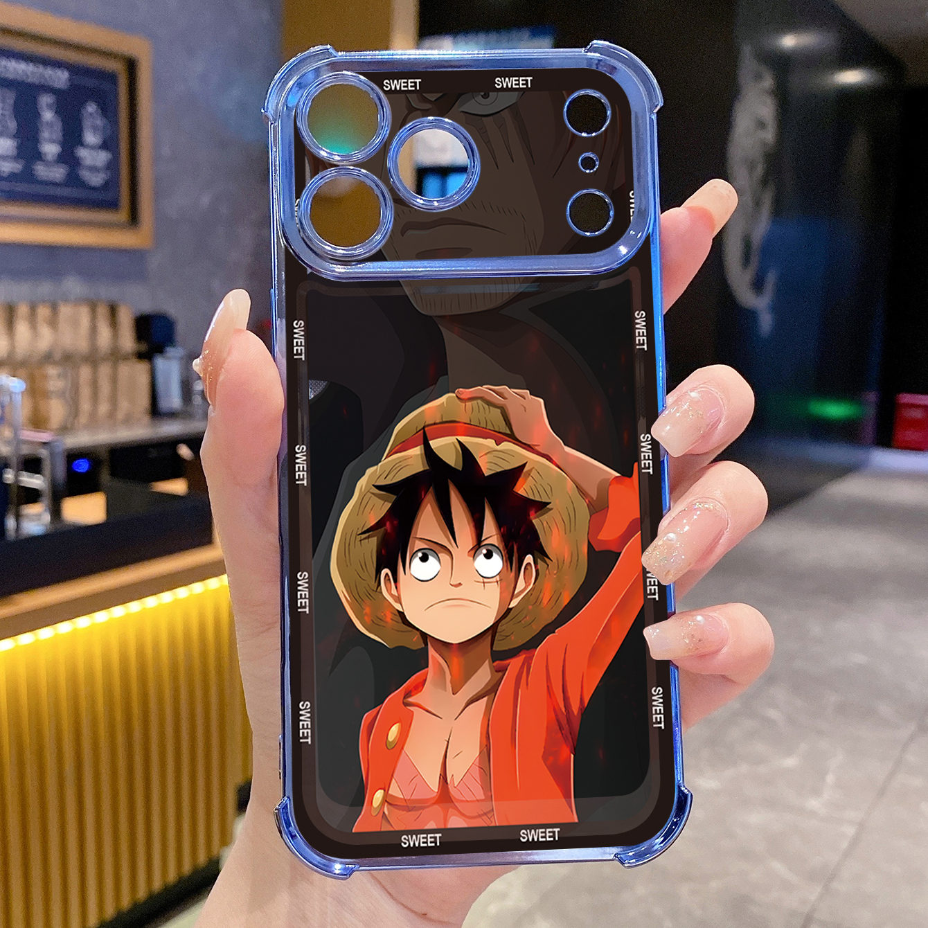 for iPhone 17 Pro Max 16 15 14 Plus Plating Phone Case Shockproof Cover OnePice Luffy Cute