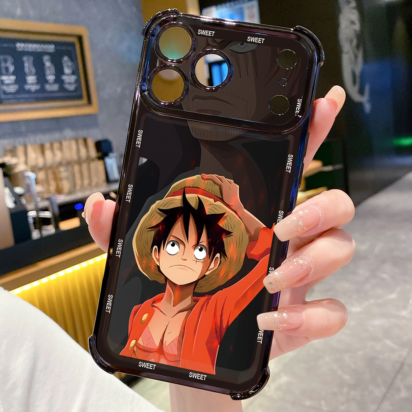 for iPhone 17 Pro Max 16 15 14 Plus Plating Phone Case Shockproof Cover OnePice Luffy Cute