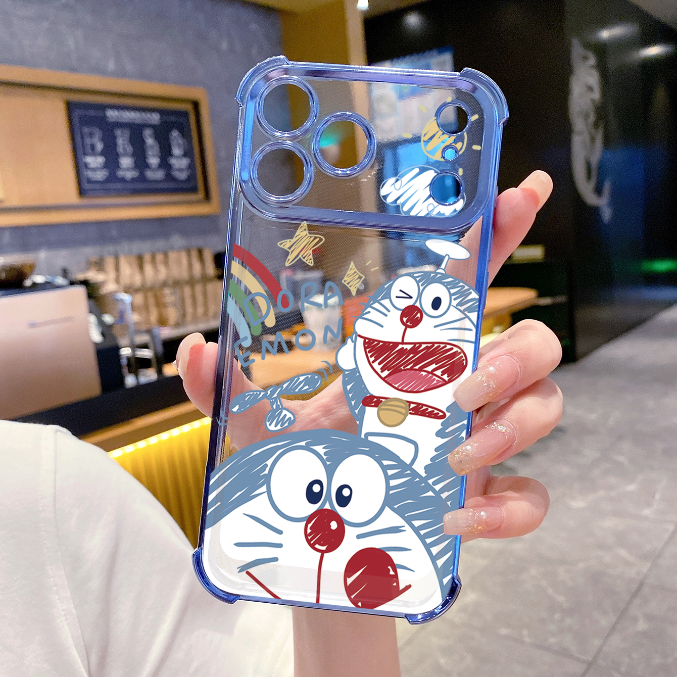 for iPhone 17 Pro Max 16 15 14 Plus Plating Phone Case Shockproof Cover Doraemon
