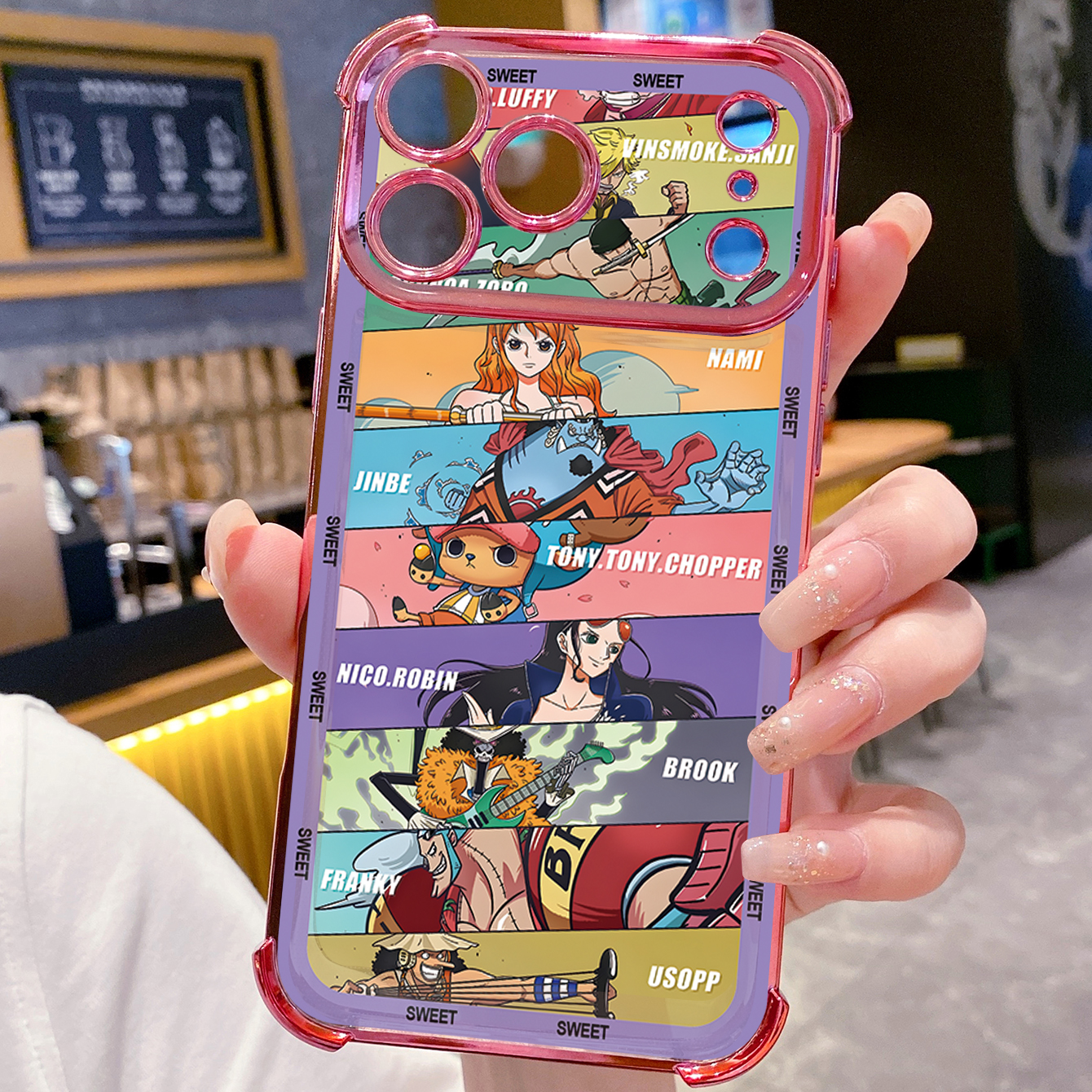 for iPhone 17 Pro Max 16 15 14 Plus Plating Phone Case Shockproof Cover OnePice Luffy Cute