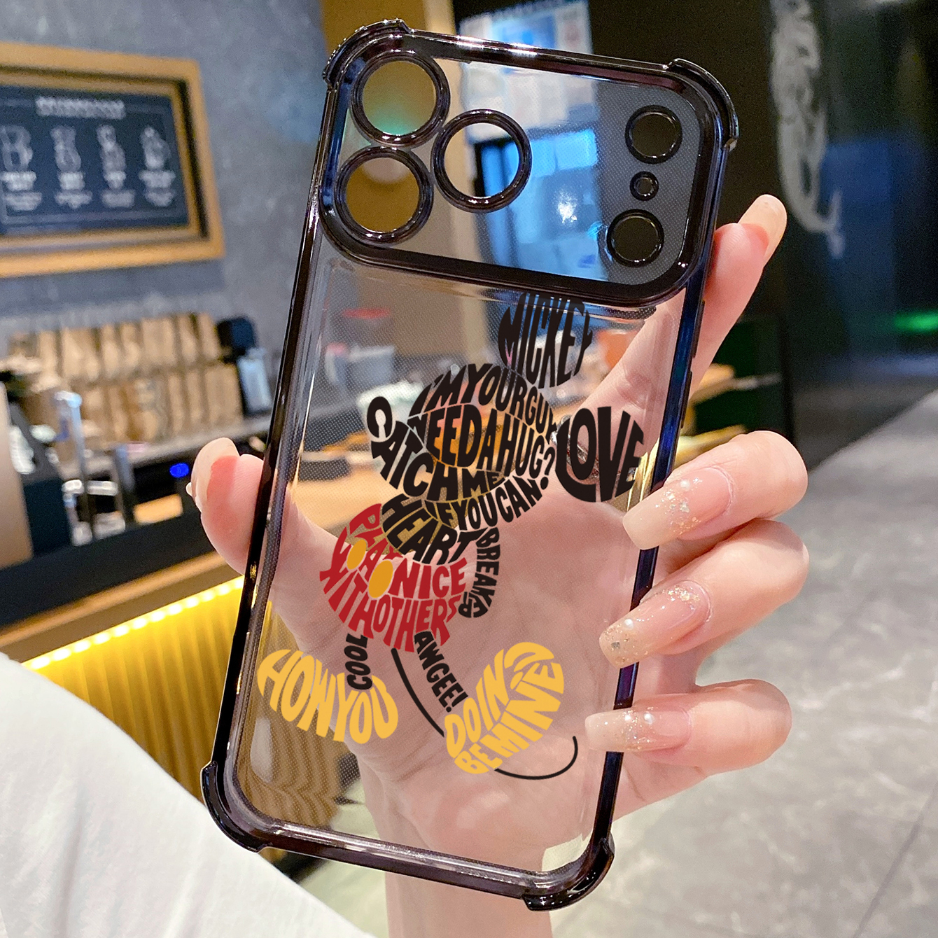 for iPhone 17 Pro Max 16 15 14 Plus Plating Phone Case Shockproof Cover Drawing Mickey Minnie