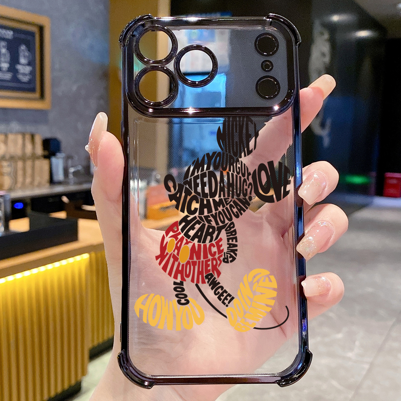 for iPhone 17 Pro Max 16 15 14 Plus Plating Phone Case Shockproof Cover Drawing Mickey Minnie