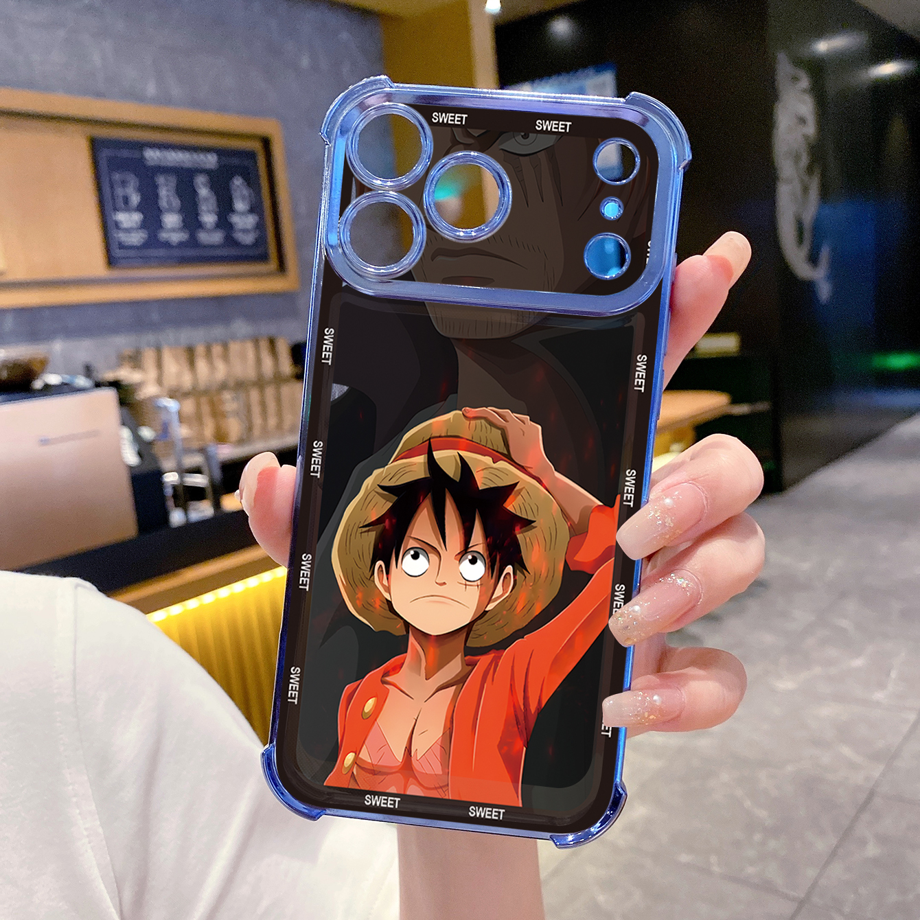 for iPhone 17 Pro Max 16 15 14 Plus Plating Phone Case Shockproof Cover OnePice Luffy Cute