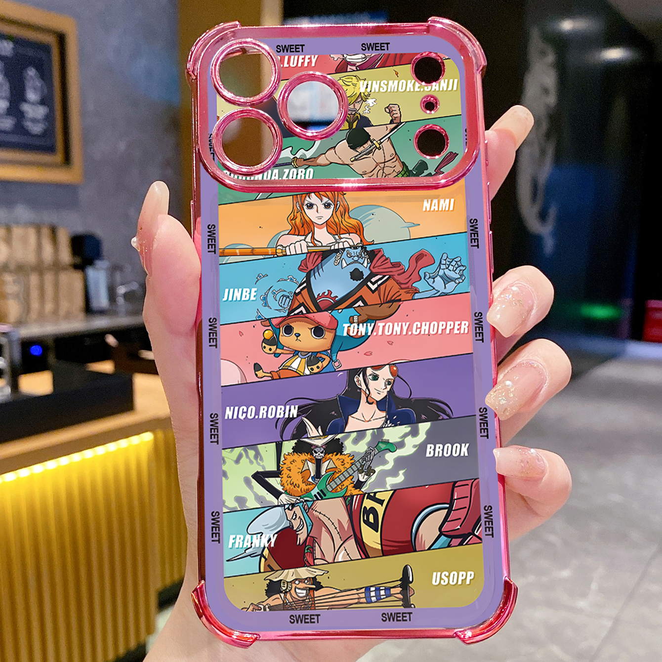 for iPhone 17 Pro Max 16 15 14 Plus Plating Phone Case Shockproof Cover OnePice Luffy Cute