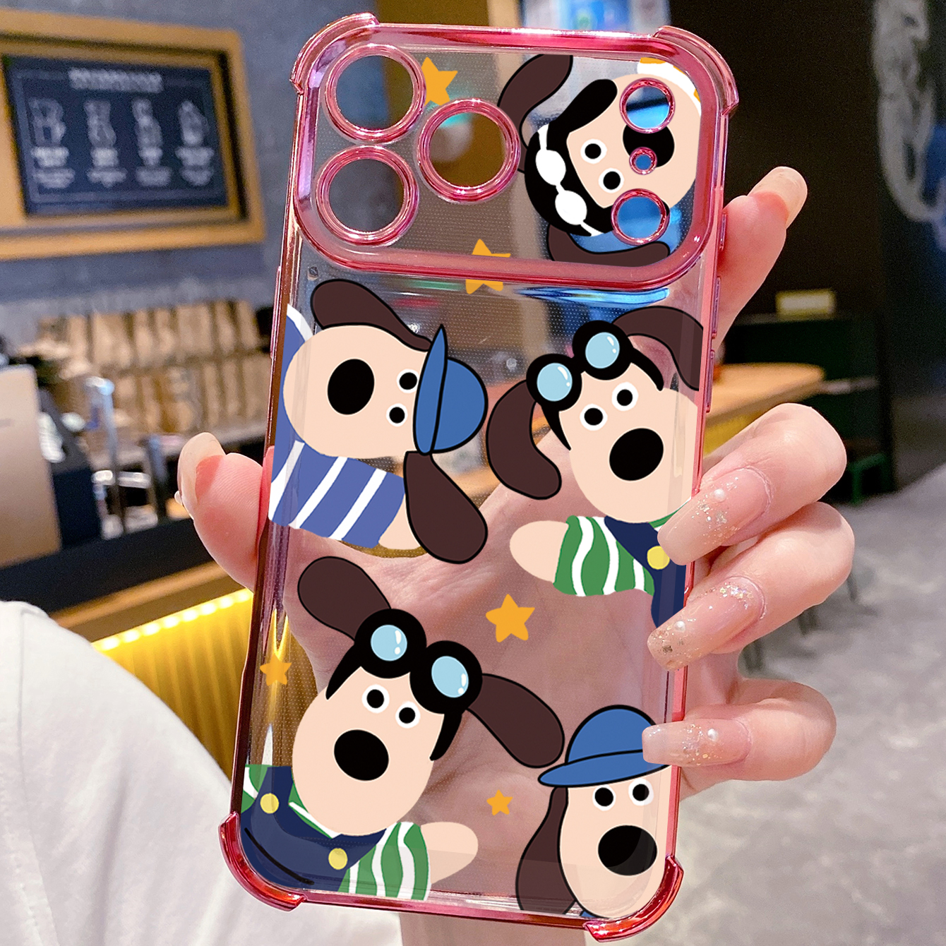 for iPhone 17 Pro Max 16 15 14 Plus Plating Phone Case Shockproof Cover Happy Dog