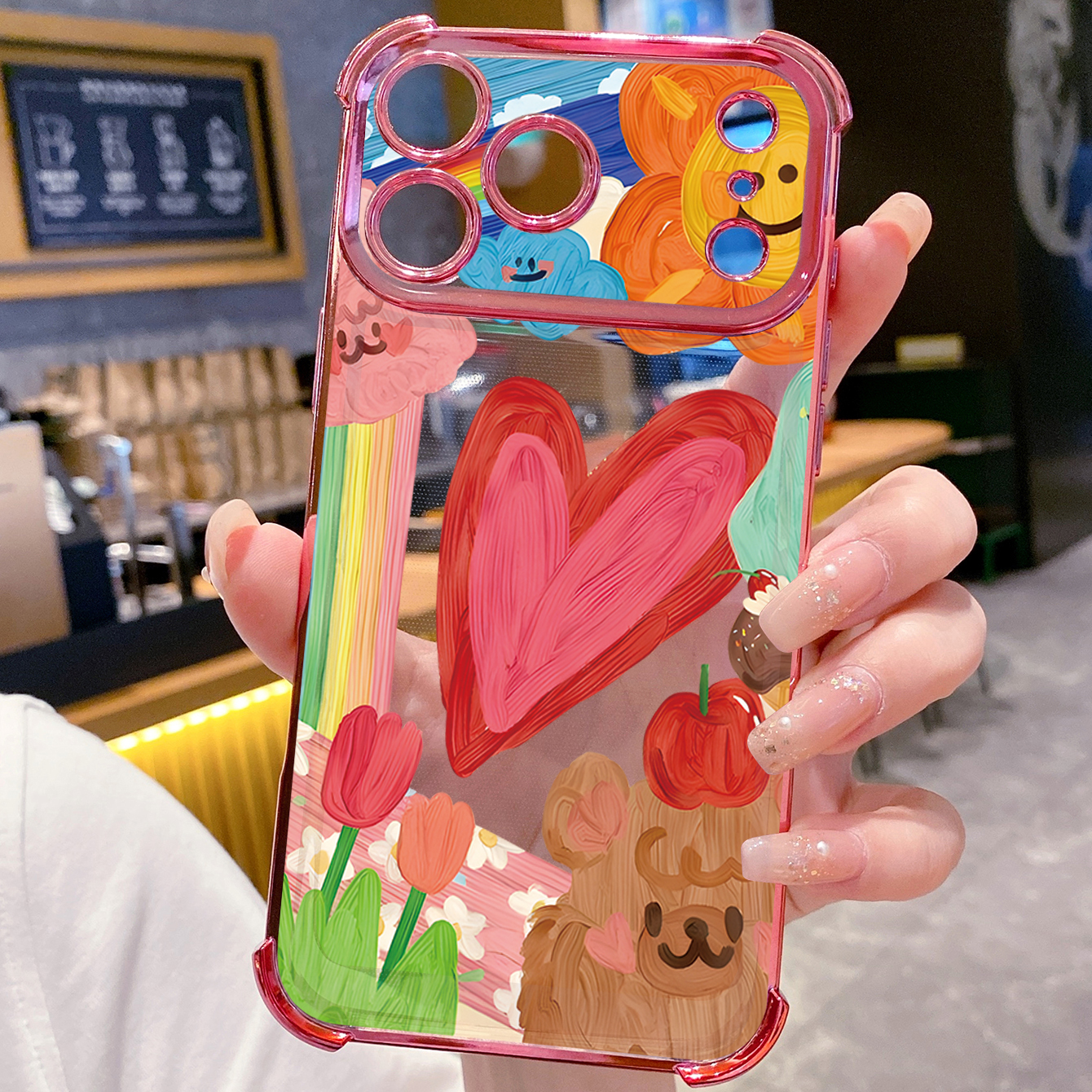for iPhone 17 Pro Max 16 15 14 Plus Plating Phone Case Shockproof Cover Smile Heart