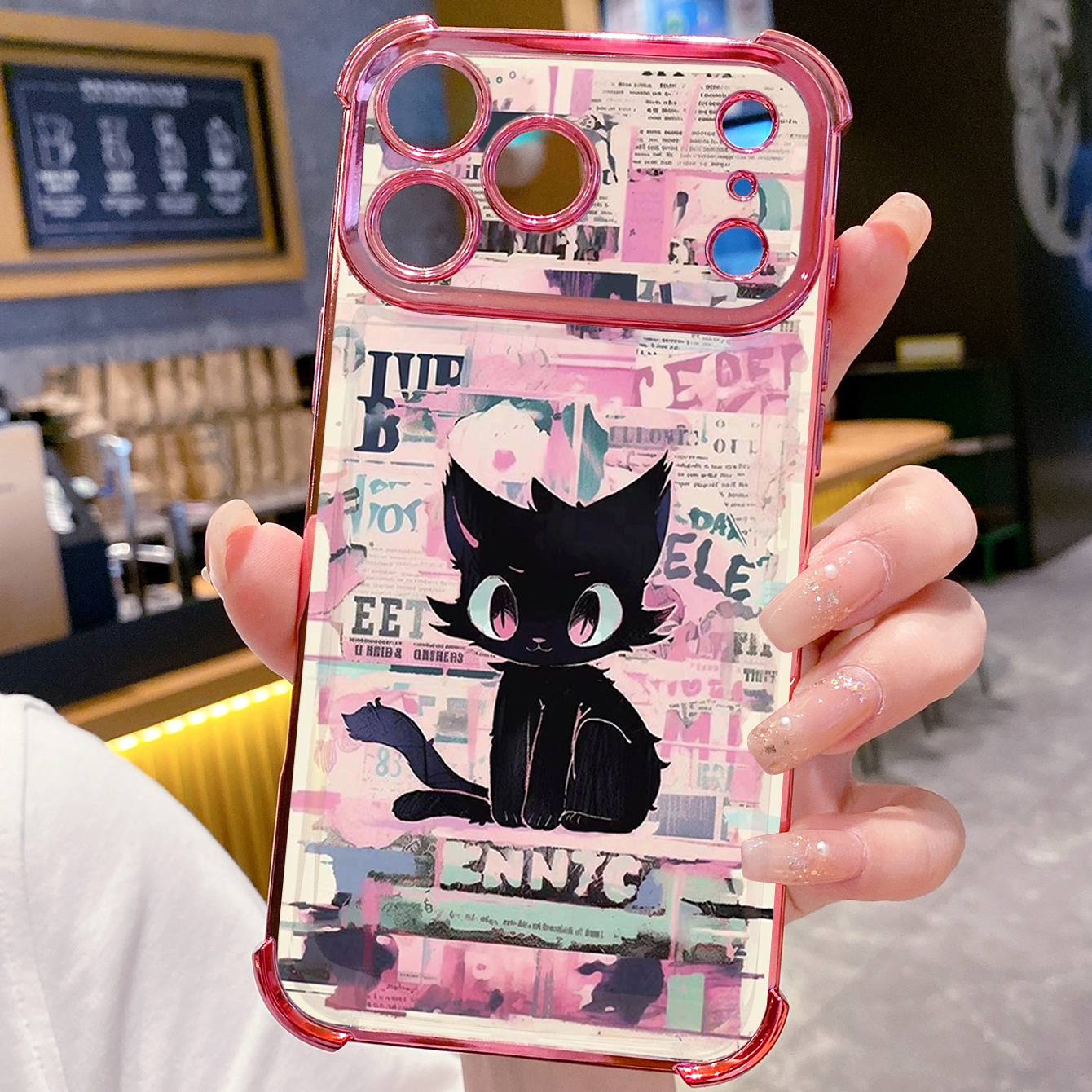 for iPhone 17 Pro Max 16 15 14 Plus Plating Phone Case Shockproof Cover Swan Cats