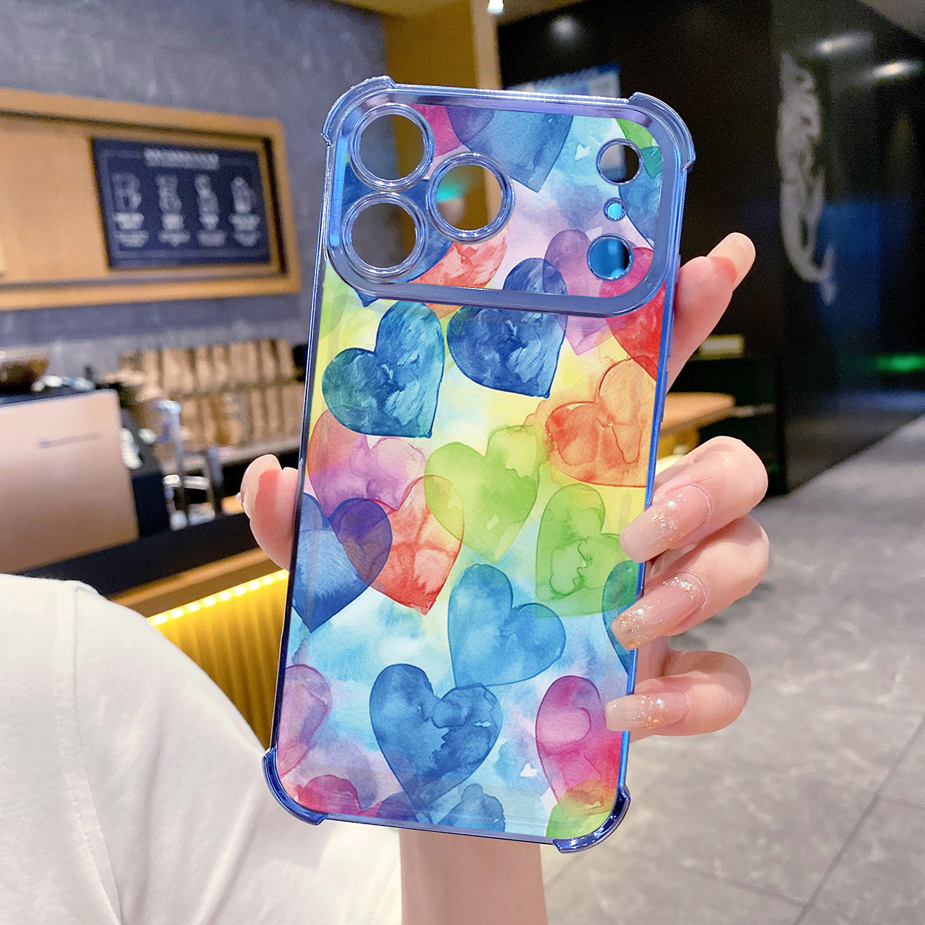 for iPhone 17 Pro Max 16 15 14 Plus Plating Phone Case Shockproof Cover Colorful Heart