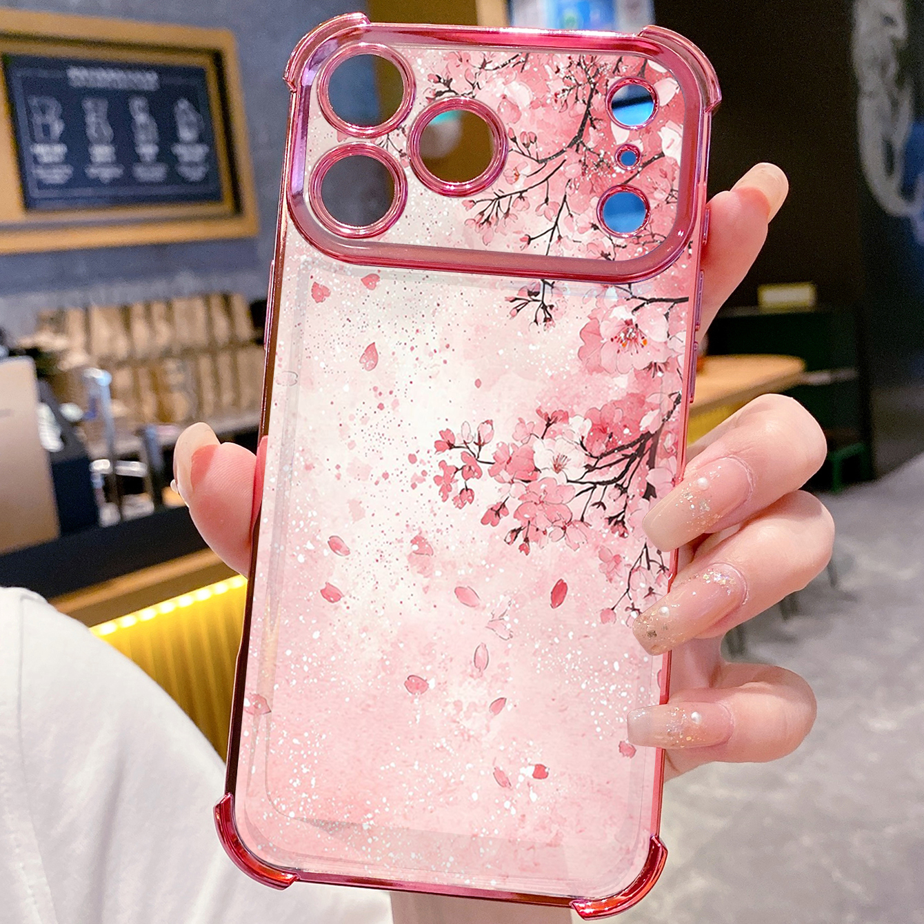 for iPhone 17 Pro Max 16 15 14 Plus Plating Phone Case Shockproof Cover Sunset Coconut Tree