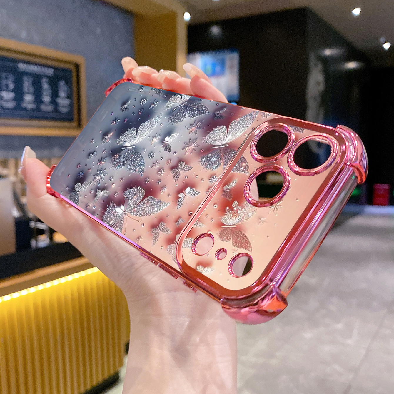 for iPhone 17 Pro Max 16 15 14 Plus Plating Phone Case Shockproof Cover Beauty Butterfly