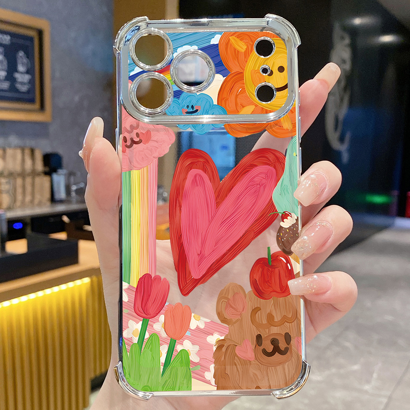 for iPhone 17 Pro Max 16 15 14 Plus Plating Phone Case Shockproof Cover Smile Heart