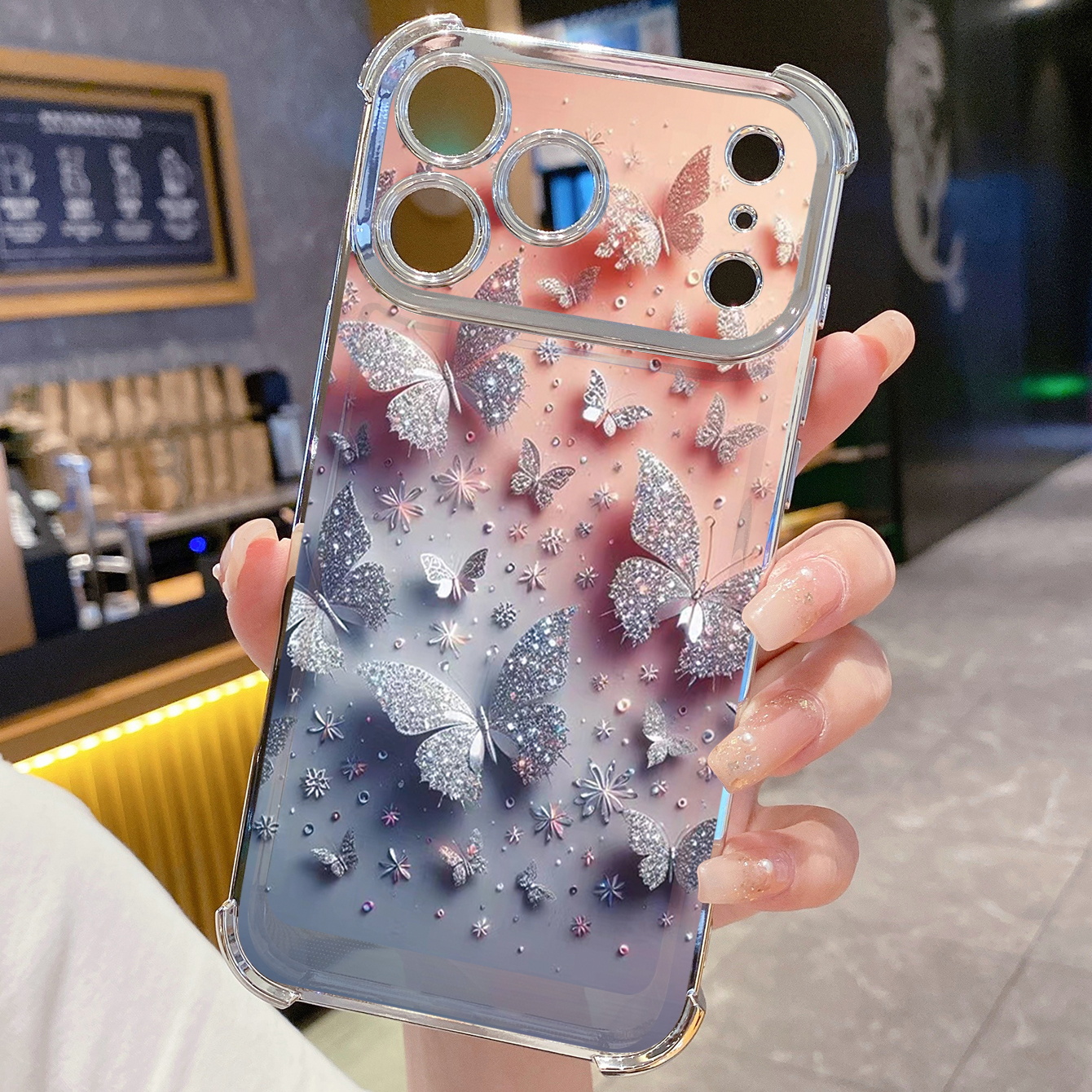for iPhone 17 Pro Max 16 15 14 Plus Plating Phone Case Shockproof Cover Beauty Butterfly