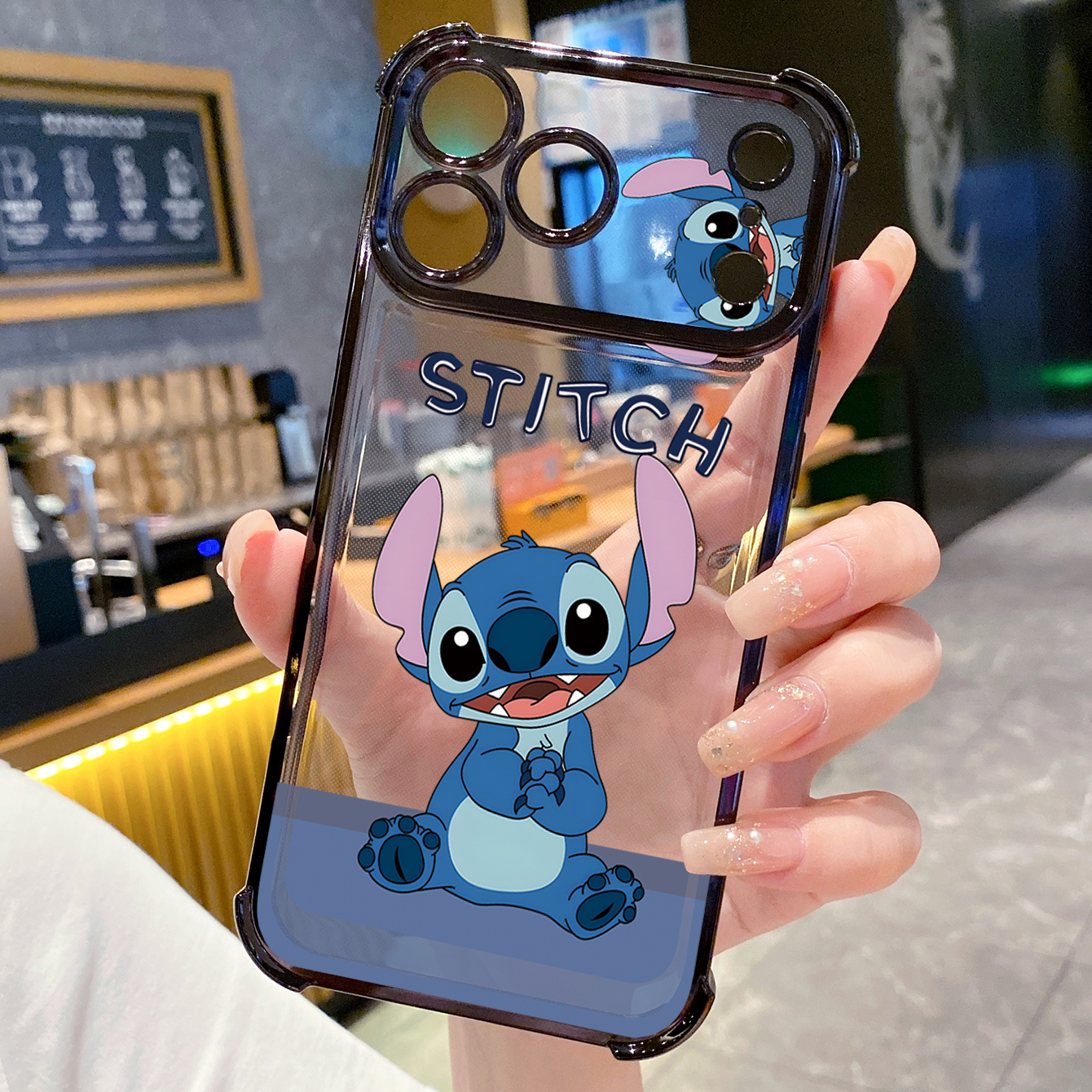 for iPhone 17 Pro Max 16 15 14 Plus Plating Phone Case Shockproof Cover Angel Stitch Cute Couple