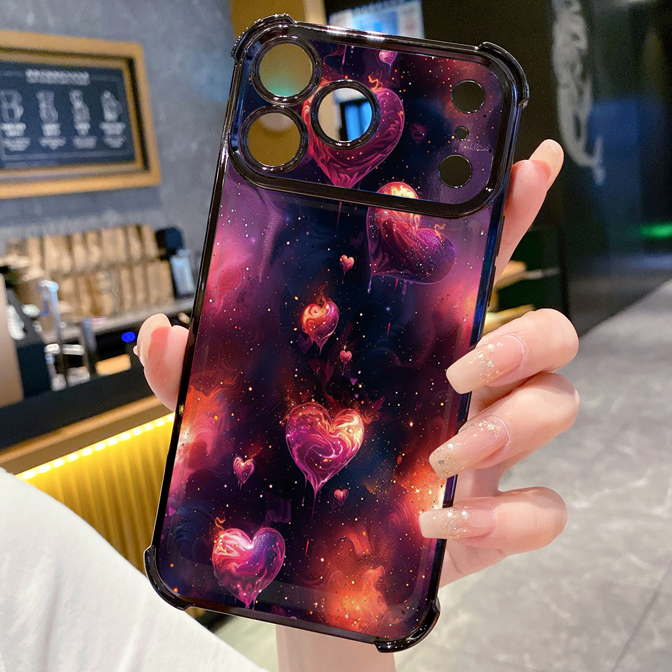 for iPhone 17 Pro Max 16 15 14 Plus Plating Phone Case Shockproof Cover Beauty Hearts