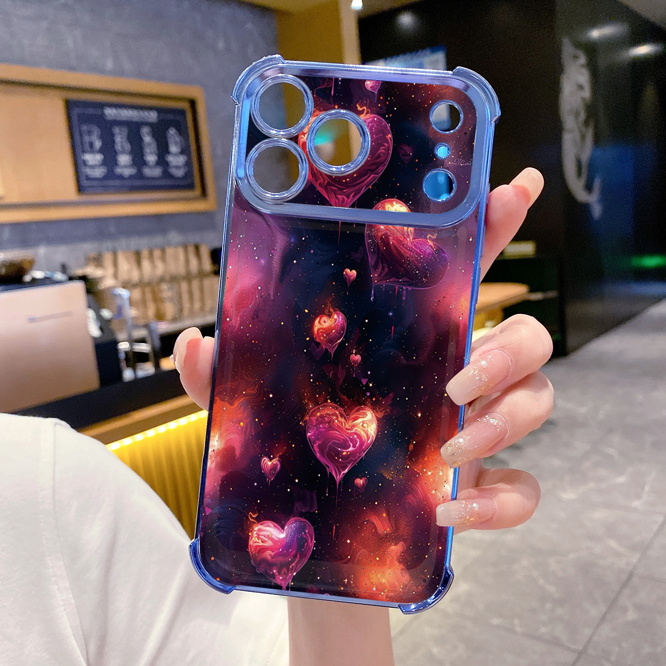 for iPhone 17 Pro Max 16 15 14 Plus Plating Phone Case Shockproof Cover Beauty Hearts
