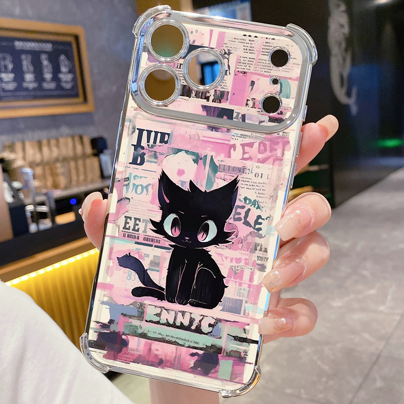 for iPhone 17 Pro Max 16 15 14 Plus Plating Phone Case Shockproof Cover Swan Cats