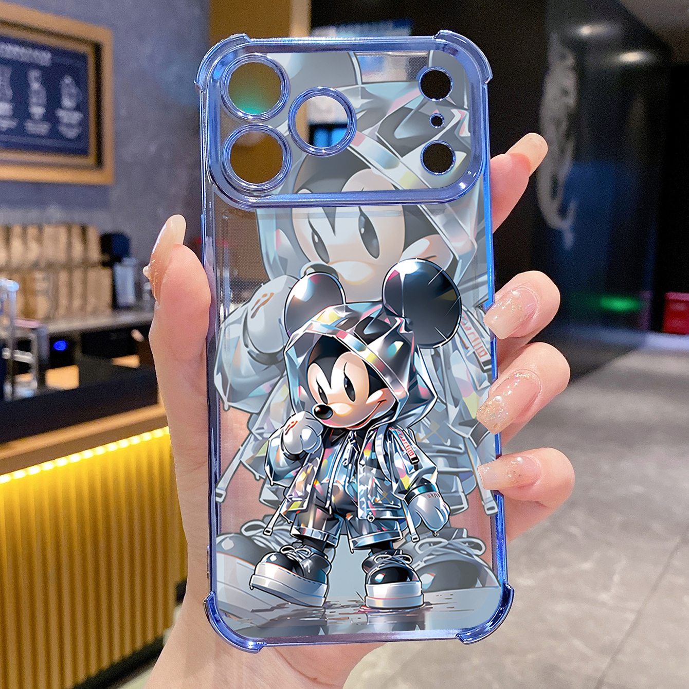 for iPhone 17 Pro Max 16 15 14 Plus Plating Phone Case Shockproof Cover Crystal Mickey Minnie Mouse