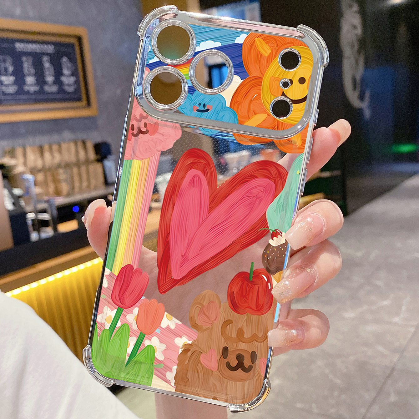 for iPhone 17 Pro Max 16 15 14 Plus Plating Phone Case Shockproof Cover Smile Heart