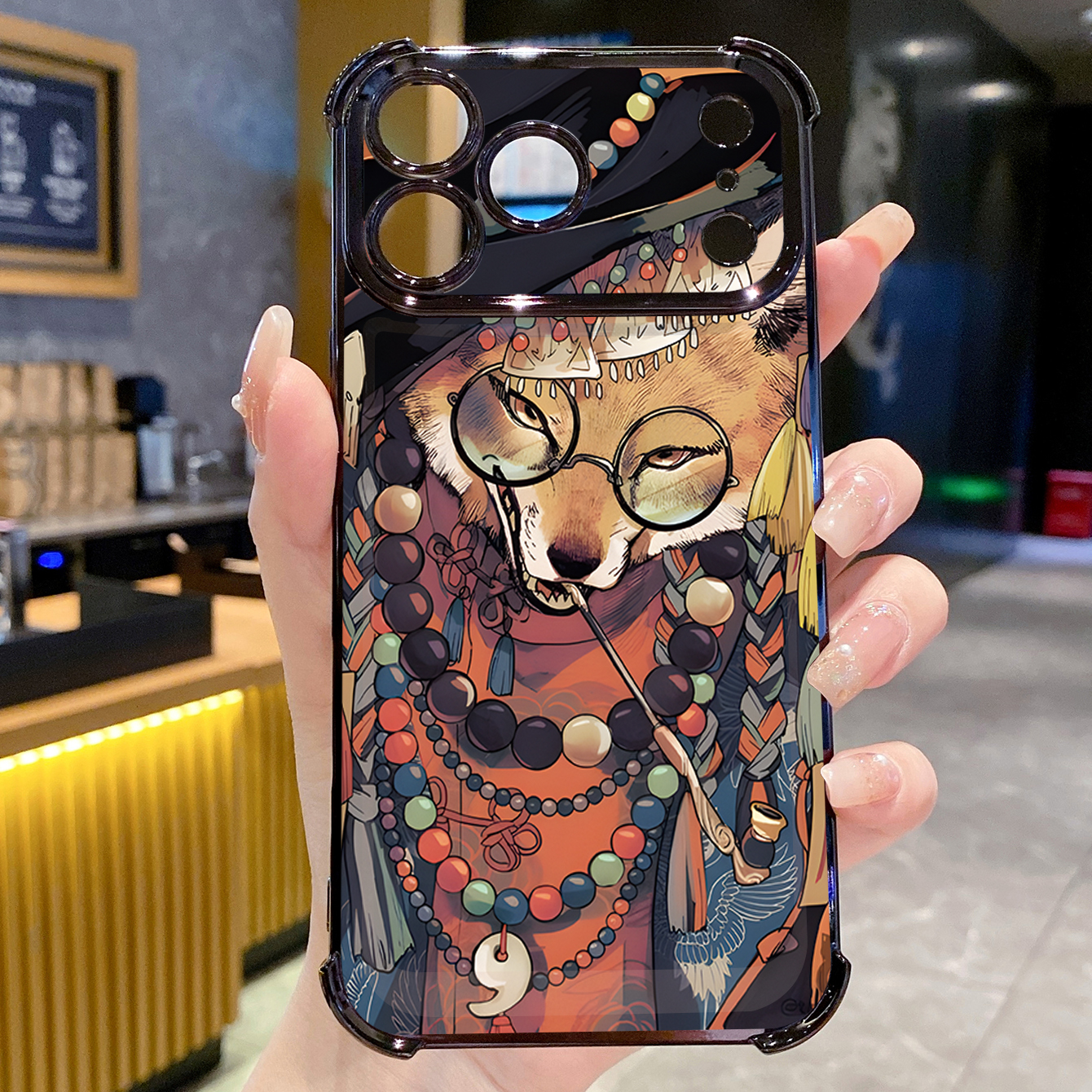 for iPhone 17 Pro Max 16 15 14 Plus Plating Phone Case Shockproof Cover Cat Wolf