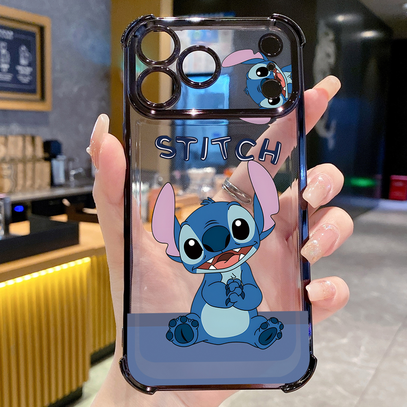 for iPhone 17 Pro Max 16 15 14 Plus Plating Phone Case Shockproof Cover Angel Stitch Cute Couple