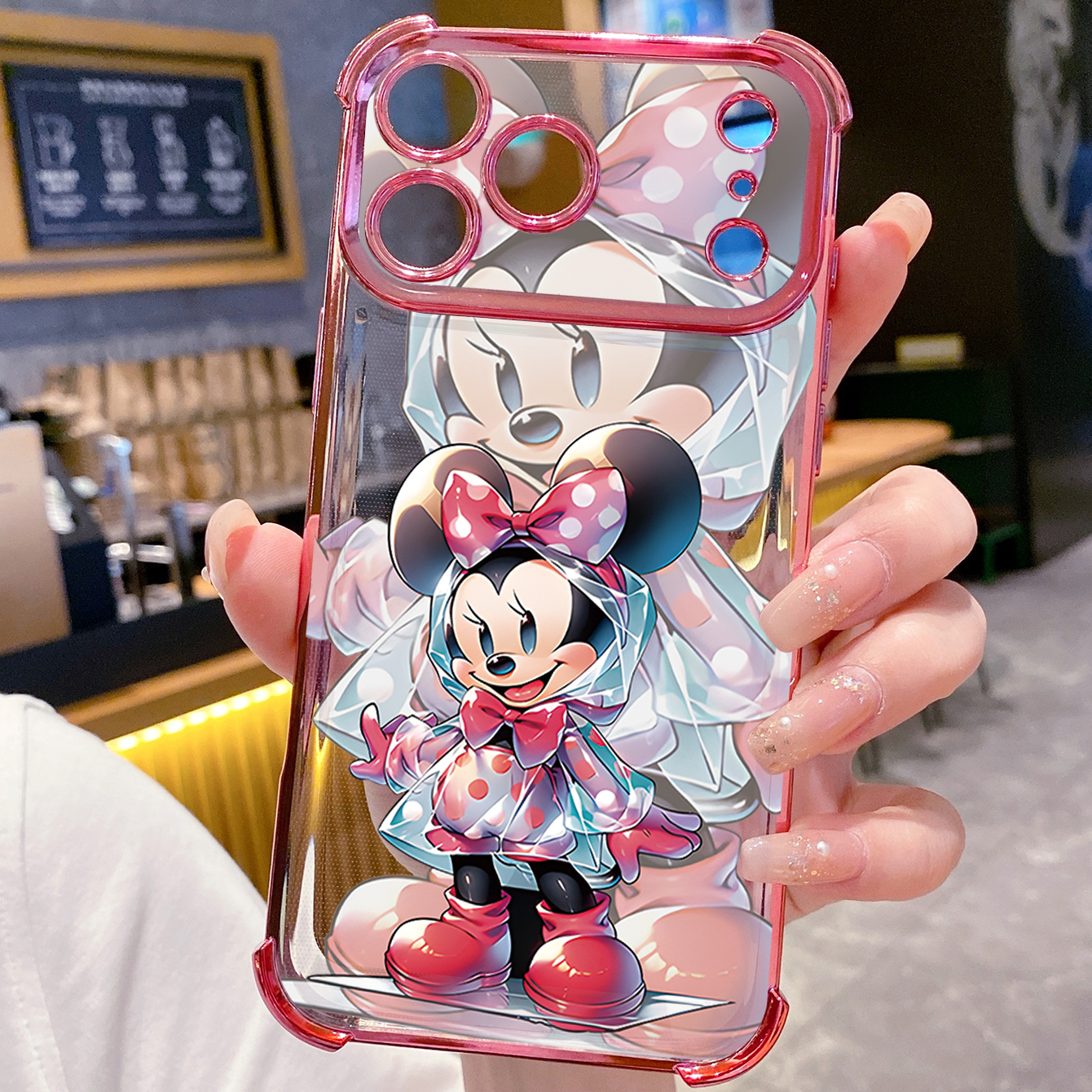for iPhone 17 Pro Max 16 15 14 Plus Plating Phone Case Shockproof Cover Crystal Mickey Minnie Mouse
