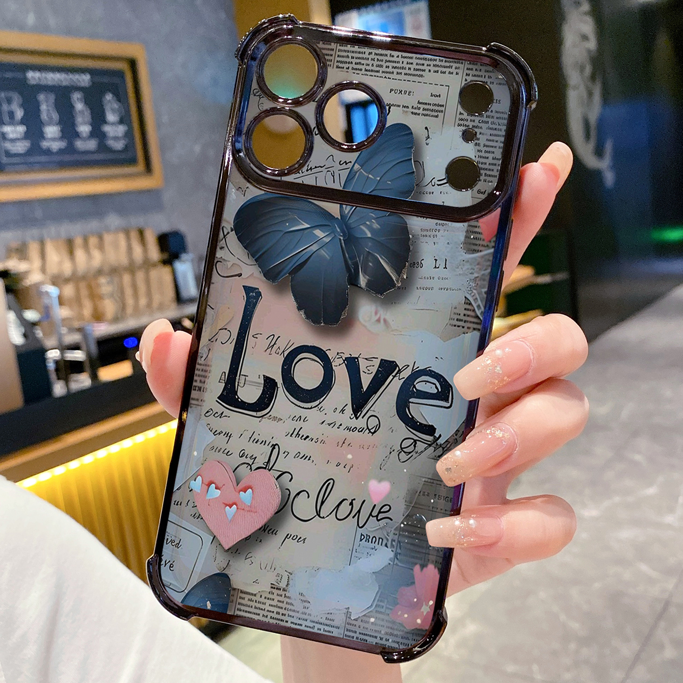 for iPhone 17 Pro Max 16 15 14 Plus Plating Phone Case Shockproof Cover Beauty Butterfly