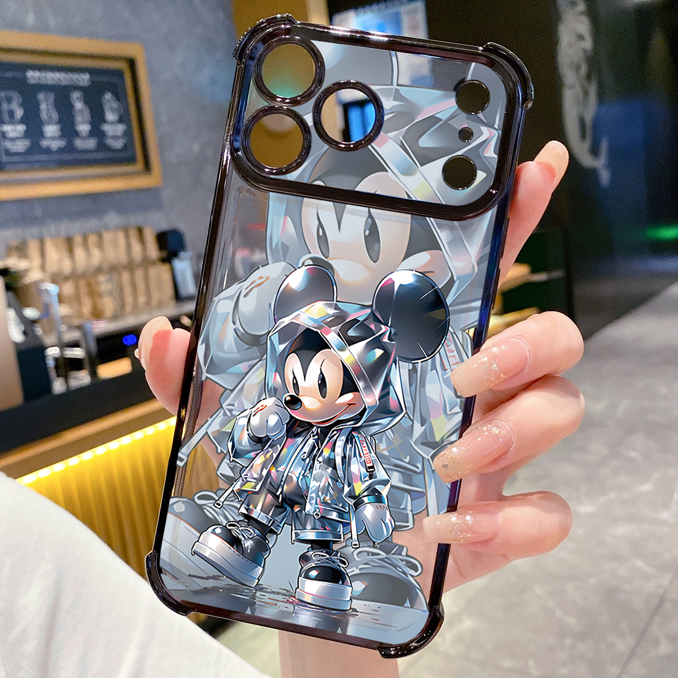 for iPhone 17 Pro Max 16 15 14 Plus Plating Phone Case Shockproof Cover Crystal Mickey Minnie Mouse