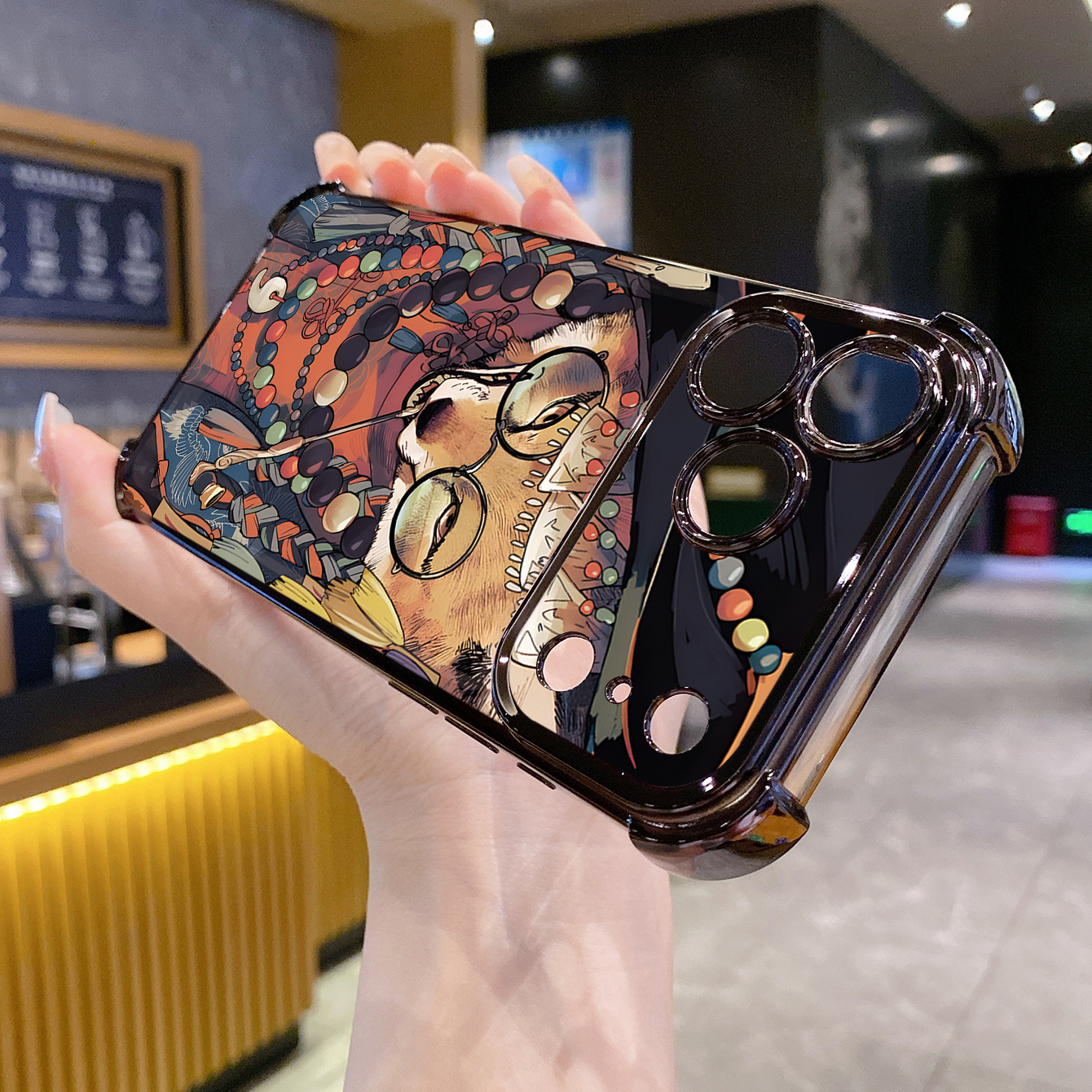 for iPhone 17 Pro Max 16 15 14 Plus Plating Phone Case Shockproof Cover Cat Wolf