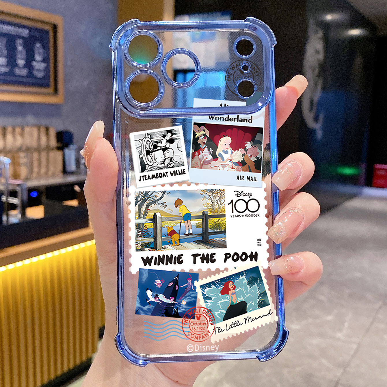 for iPhone 17 Pro Max 16 15 14 Plus Plating Phone Case Shockproof Cover Postage Stamp Mickey Minnie