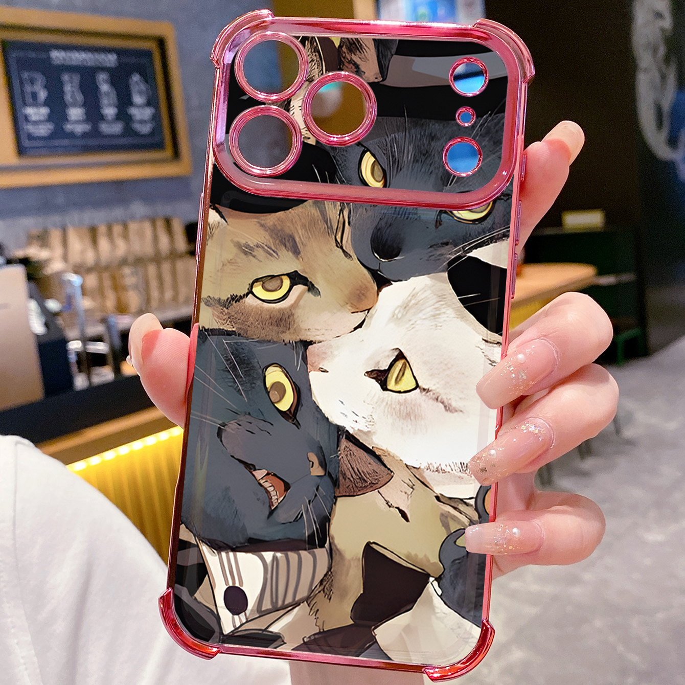 for iPhone 17 Pro Max 16 15 14 Plus Plating Phone Case Shockproof Cover Cat Wolf