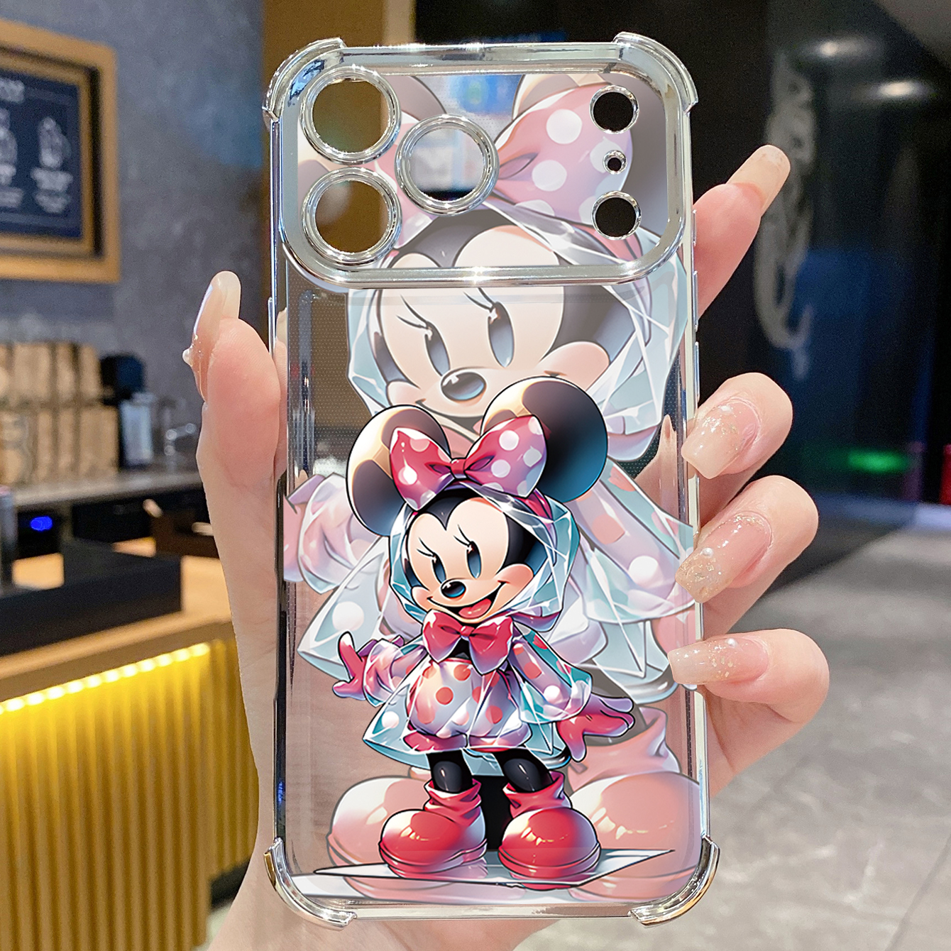 for iPhone 17 Pro Max 16 15 14 Plus Plating Phone Case Shockproof Cover Crystal Mickey Minnie Mouse