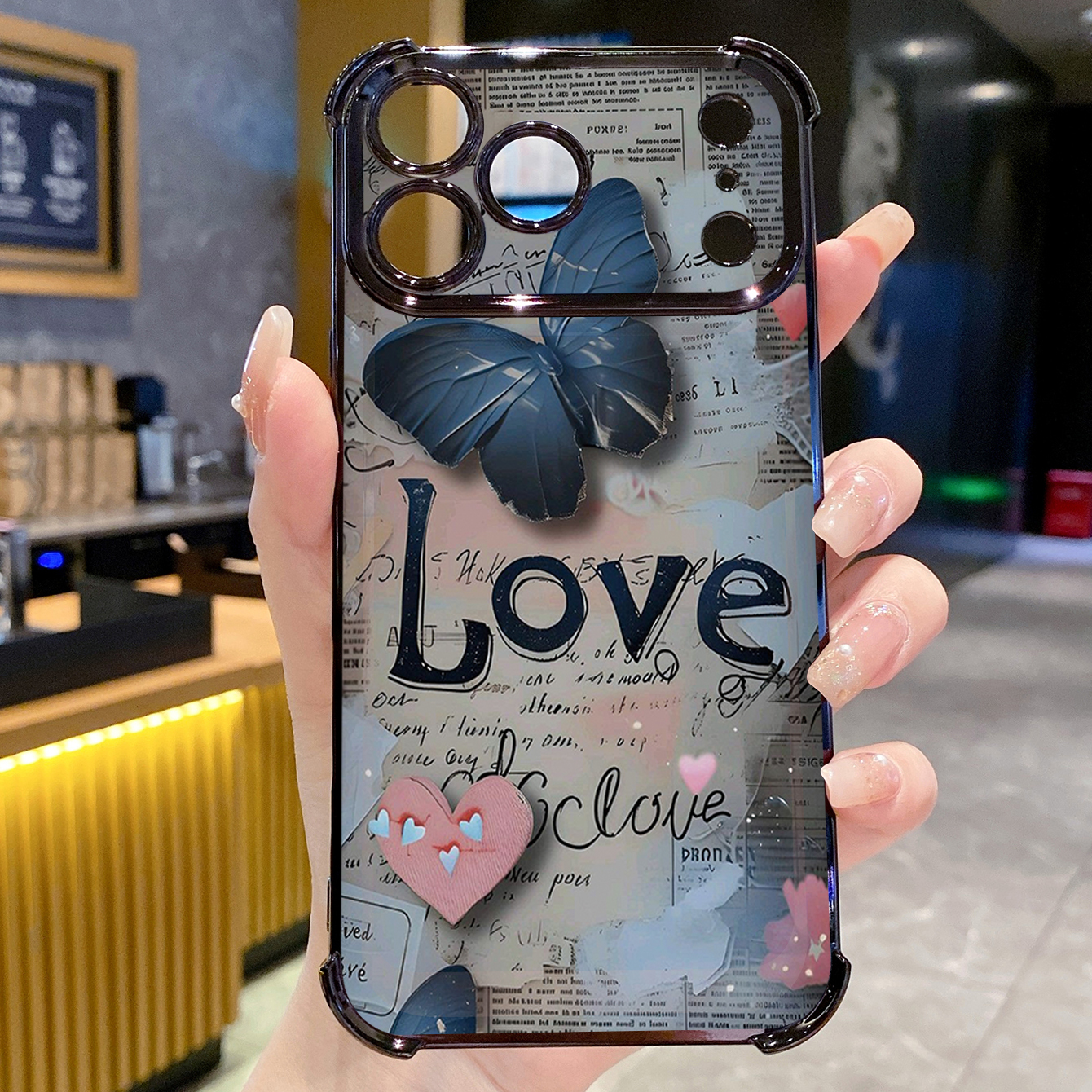 for iPhone 17 Pro Max 16 15 14 Plus Plating Phone Case Shockproof Cover Beauty Butterfly